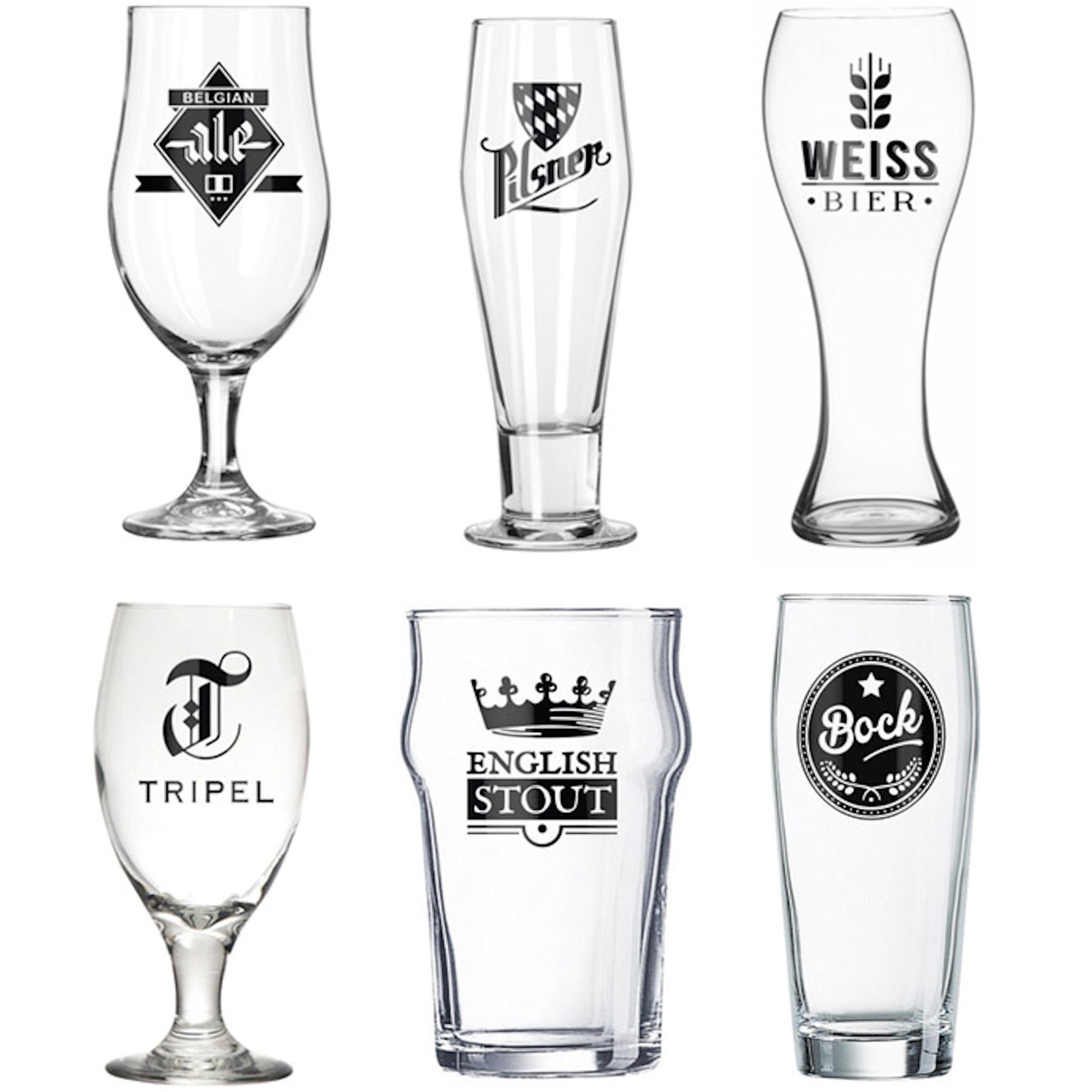 Premium Beer Glass Set - 6-Piece Hédoniste Craft Beer Glasses for IPA, Lager & Stout - Ideal for Home Bars, Parties & Gifts for Beer Lovers