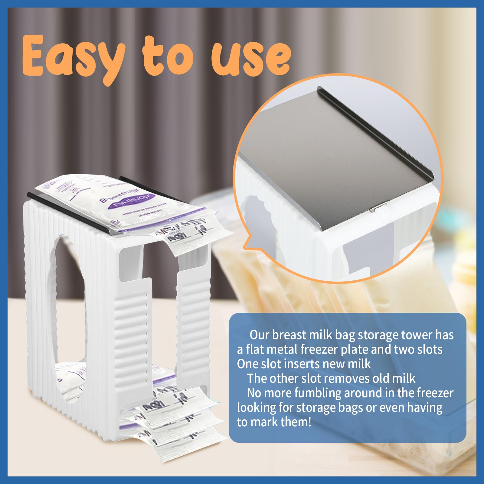 XYDHQS Breastmilk Storage Container & Organizer - Freezer-Safe Milk Storage Bags Holder for 60oz - Reusable Breastfeeding Supplies with Tray - Perfect for Pumping Moms, Daycare & Travel Use