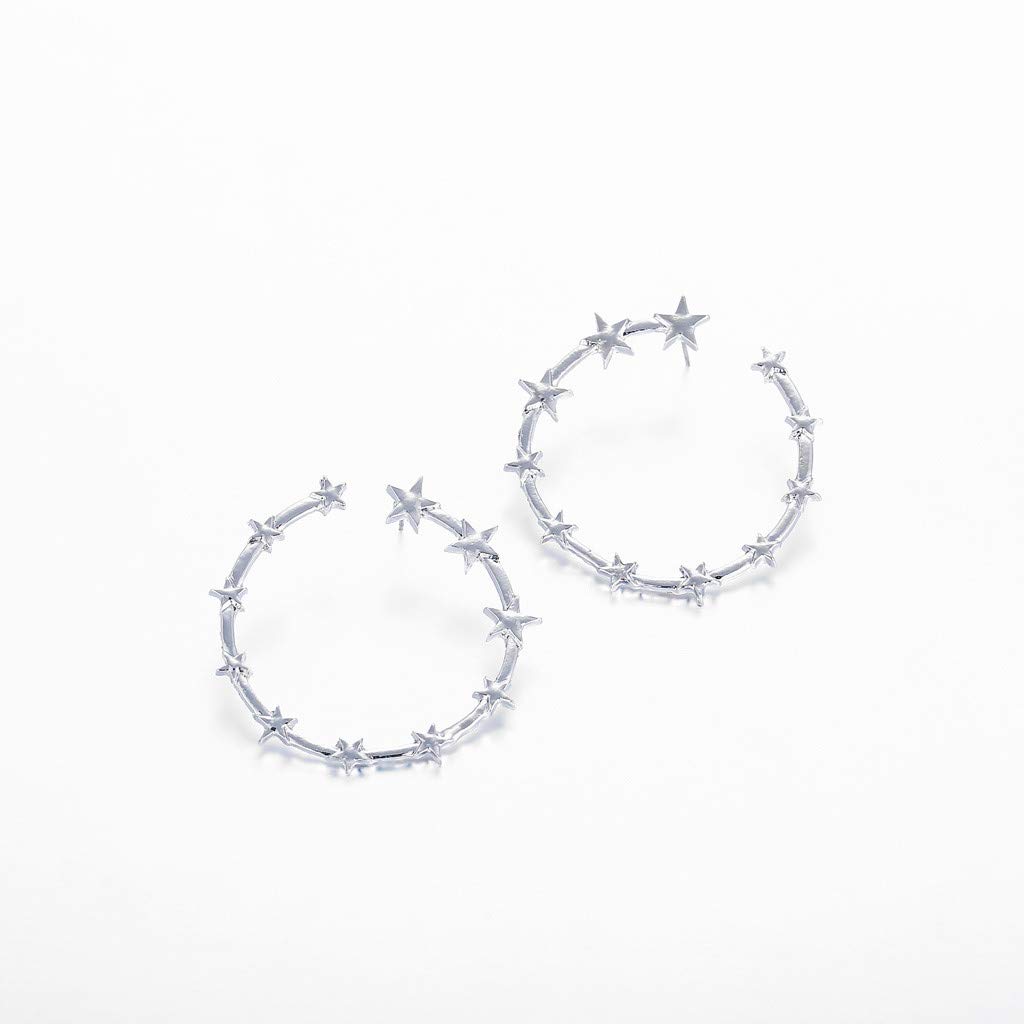 Vintage Heart Hoop Earrings for Women - 40mm Large Round Alloy Star Circle Hoops in Gold & Silver - Minimalist Thick Punk Style Earrings for Everyday Wear, Parties & Gifts