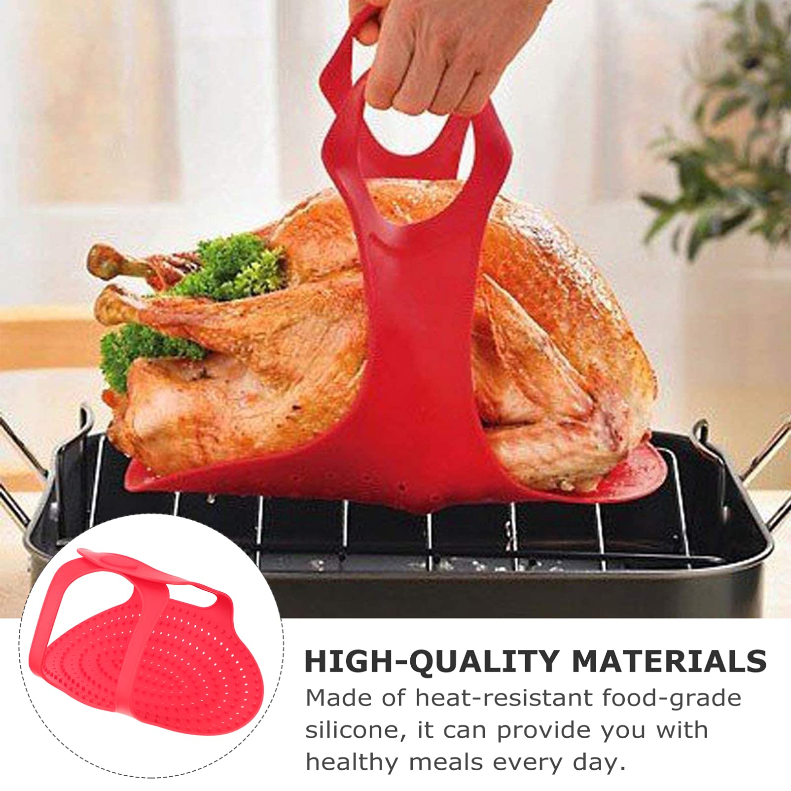 Foldable Silicone Turkey Roasting Basket - Turkey Lifter & Bakeware Sling for Easy Roasting - Durable, Non-Stick Turkey Baking Mat - Perfect for Thanksgiving, Christmas & Holiday Meals - Great for Oven, Grill & Smoker Cooking