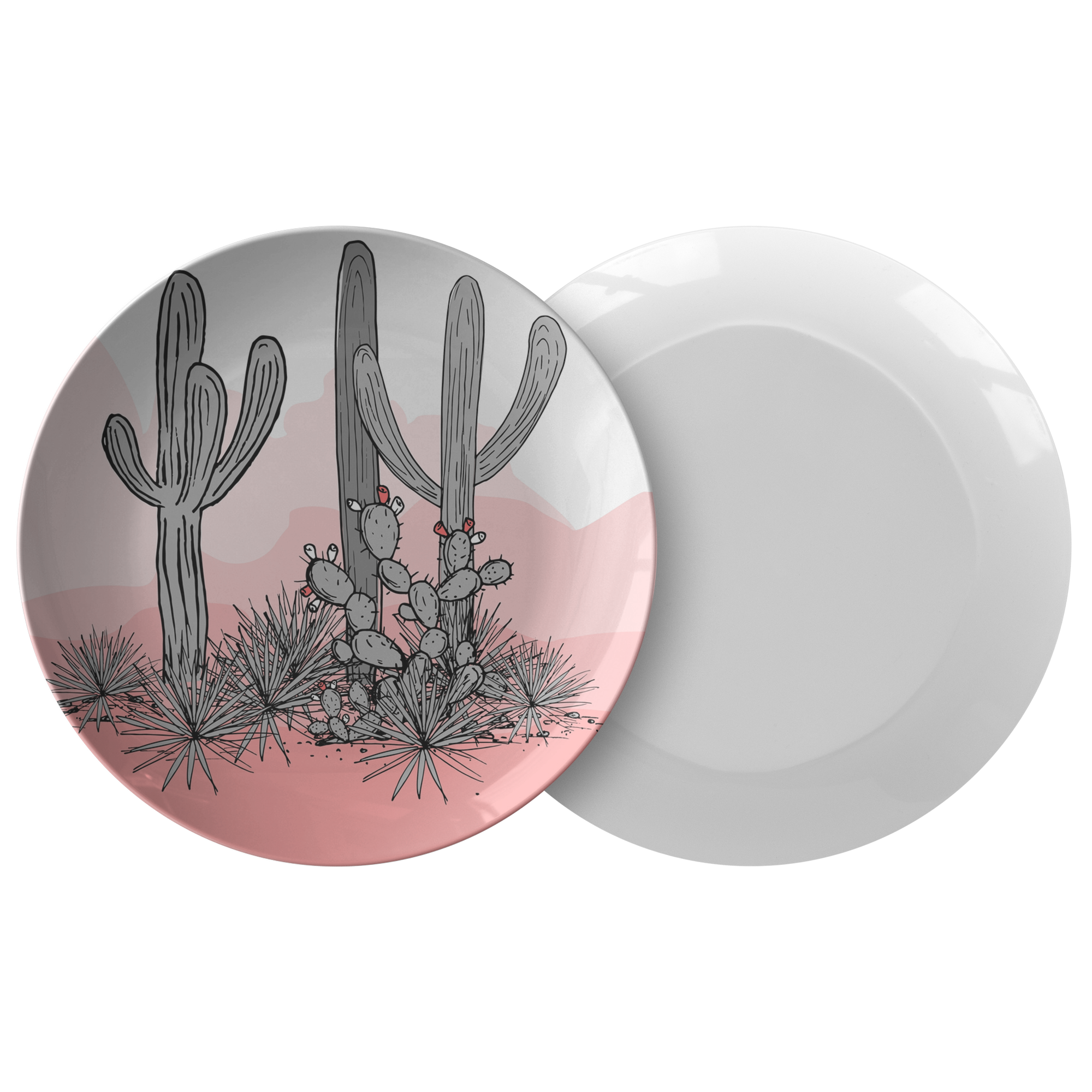 Eco-Friendly Pink Plastic Dinner Plates Set of 6 - BPA-Free Disposable Plates for Party, Picnic, BBQ & Outdoor Dining - Durable Desert-Themed Tableware for Home & Restaurant Use