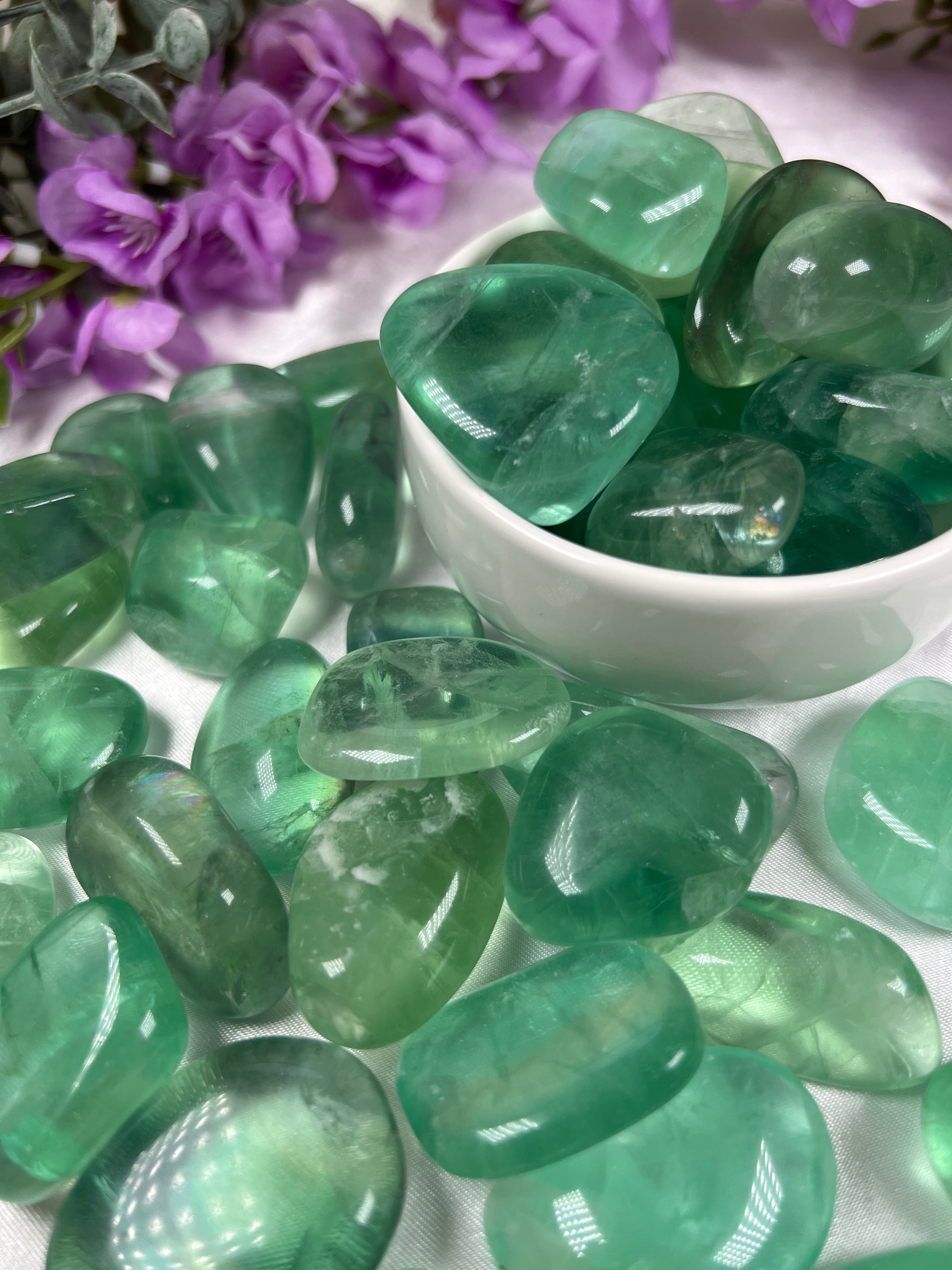 Natural Green Fluorite Tumbled Stones - Healing Crystals for Meditation, Reiki & Energy Work - Bulk Wholesale for Jewelry Making & Home Decor
