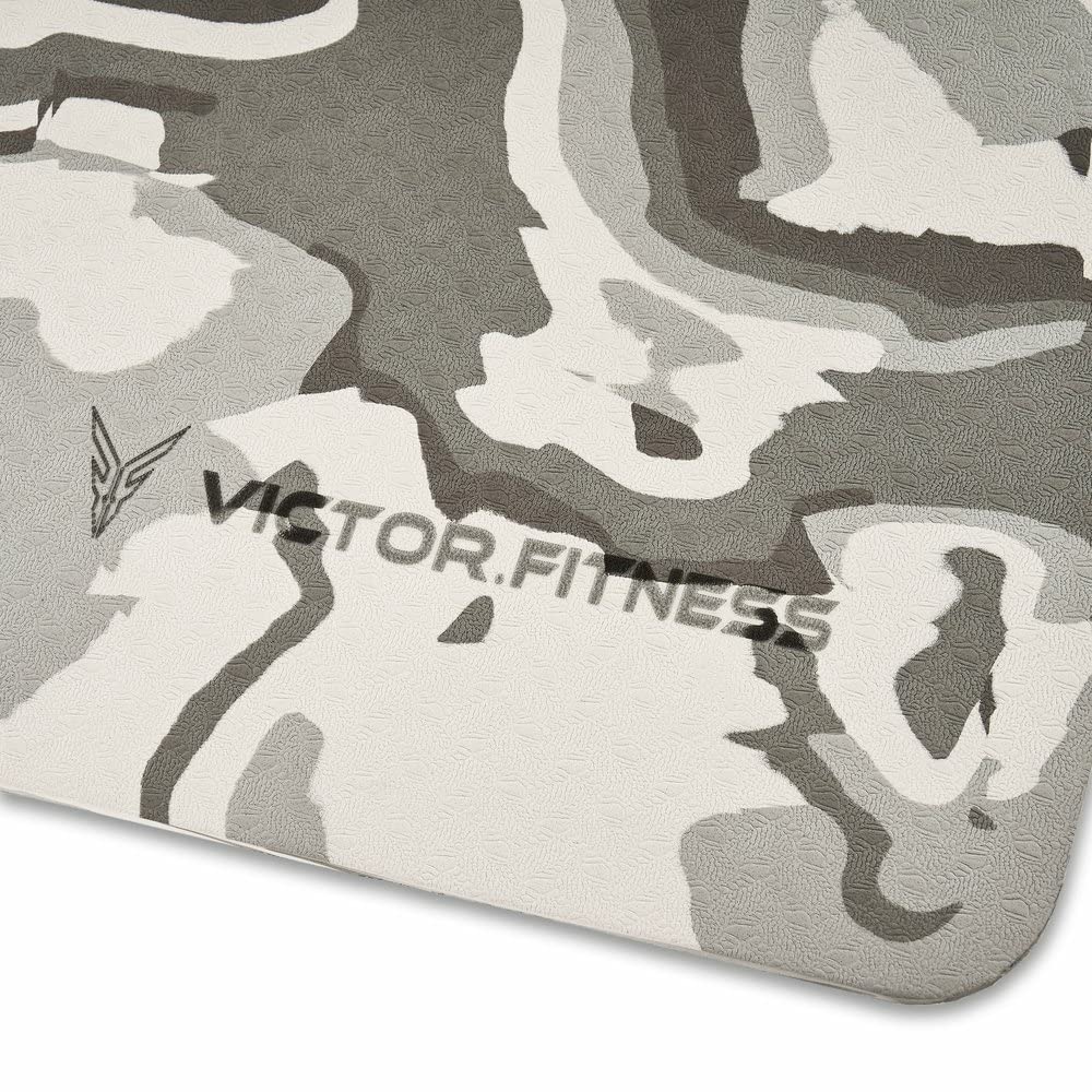 Premium Non-Slip TPE Yoga Mat with Travel Strap & Waist Trimmer - Extra Thick & Durable Gray Camouflage Design for Home Workouts, Gym, Pilates & Travel Fitness