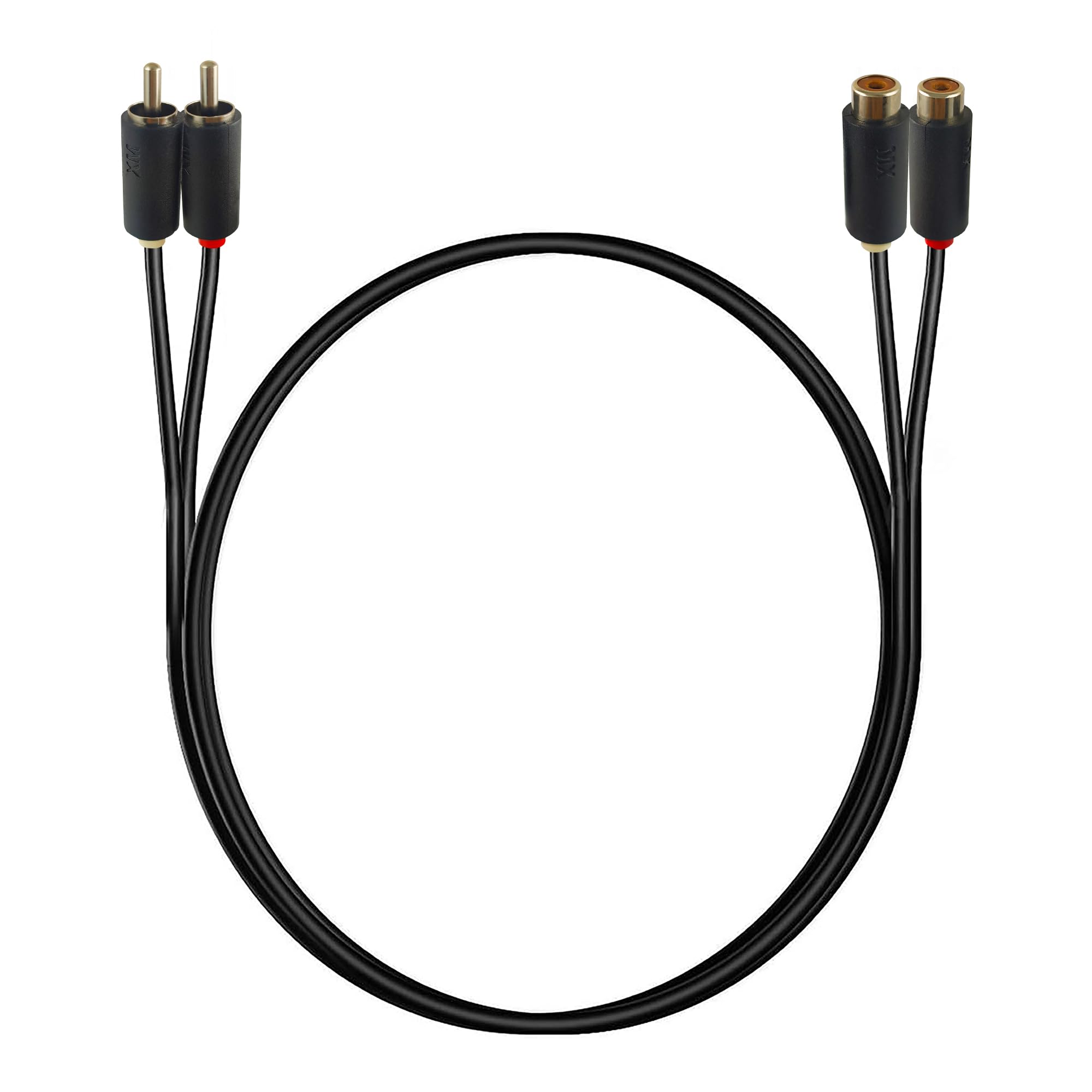 2 RCA Female to 2 RCA Male Stereo Audio Cable - Dual Shielded Subwoofer RCA Cord (1.5M) for Speakers, Amplifiers, Home Theater Systems - Perfect for CD/DVD Players, TVs & Hi-Fi Audio Setups