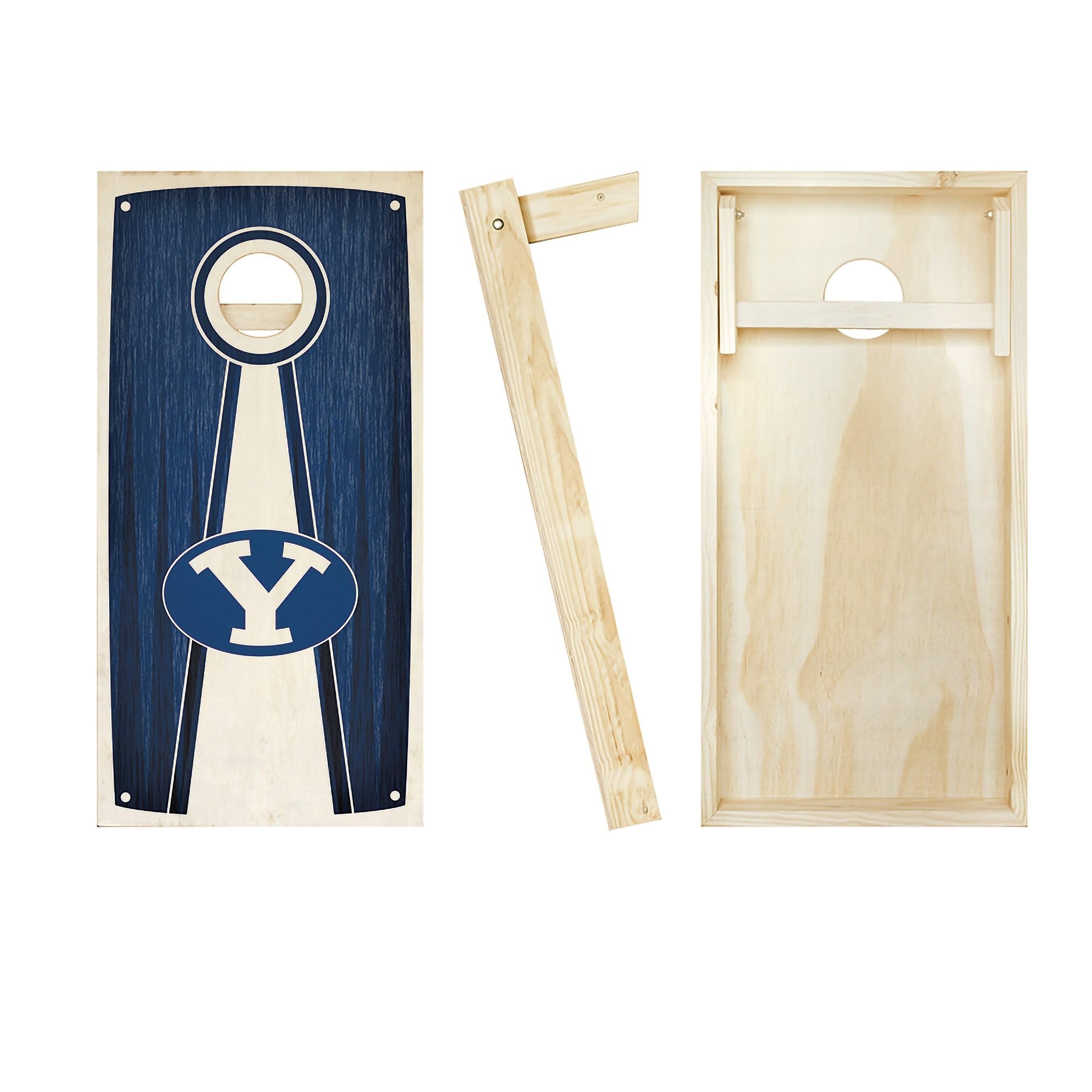 BYU Stained Pyramid Cornhole Board Set - Custom Team Logo Design - Regulation Size Cornhole Game for Outdoor Parties, Tailgating & Backyard Fun