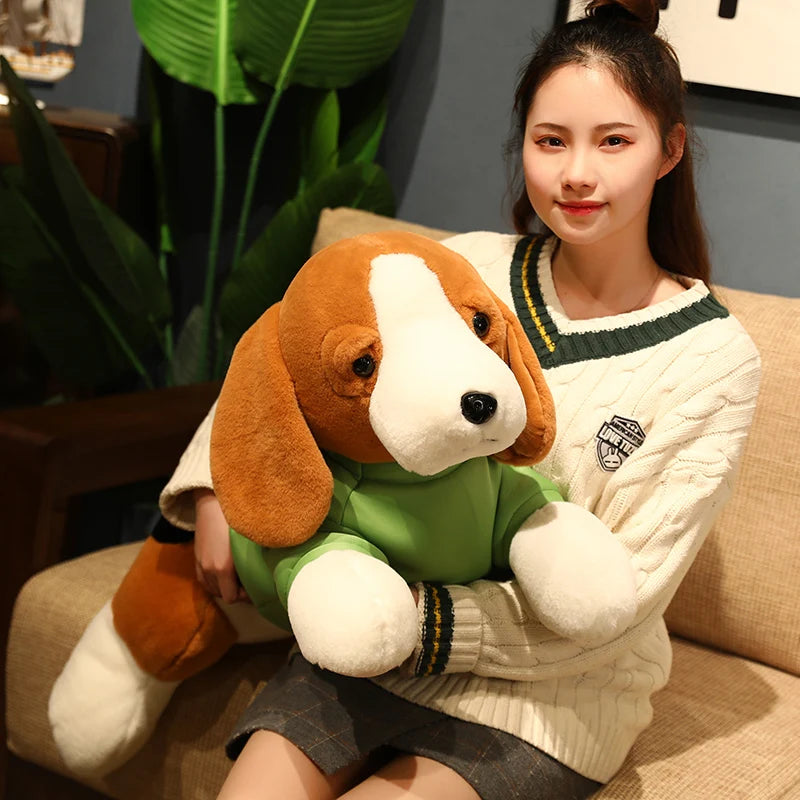 40-80CM Kawaii Stuffed Beagle Plush Toy - Soft Lying Puppy Dog with Outfit, Cute Animal Pillow Doll for Kids, Baby Girls Birthday Gift - Perfect for Nursery Decor, Cuddling & Gift Giving