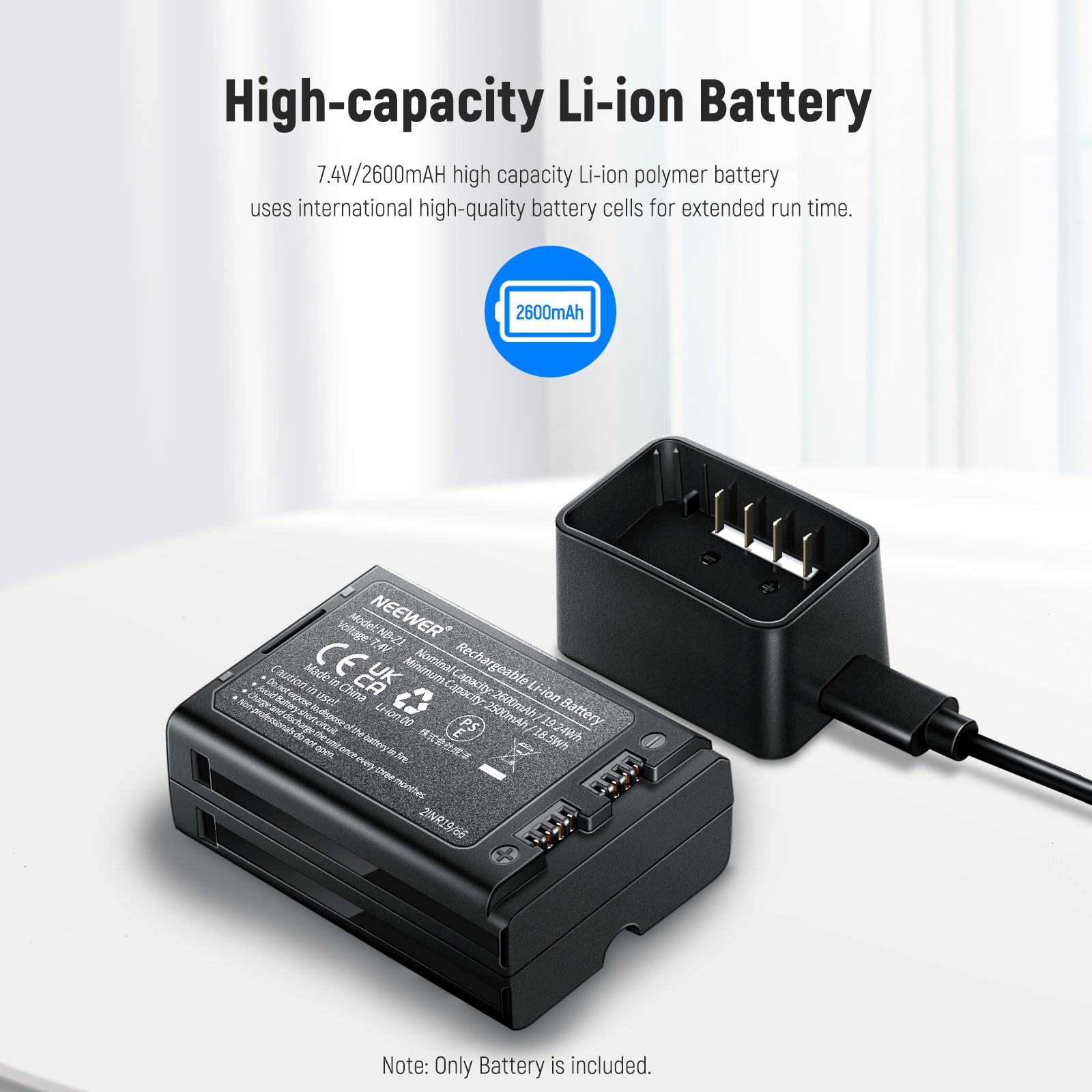 NEEWER NB Z1 7.4V 2600mAh Lithium Ion Replacement Battery for Canon Nikon Speedlite Flash - Compatible with Studio Photography, Wedding Events & Outdoor Shooting