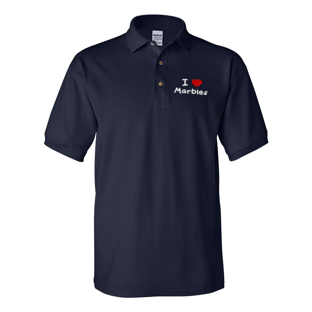 Custom Men's Polo Shirts with (Love) Marbles & Red Heart Design - 100% Cotton Casual Shirts for Hobby Enthusiasts - Perfect for Dating, Gifts & Casual Wear
