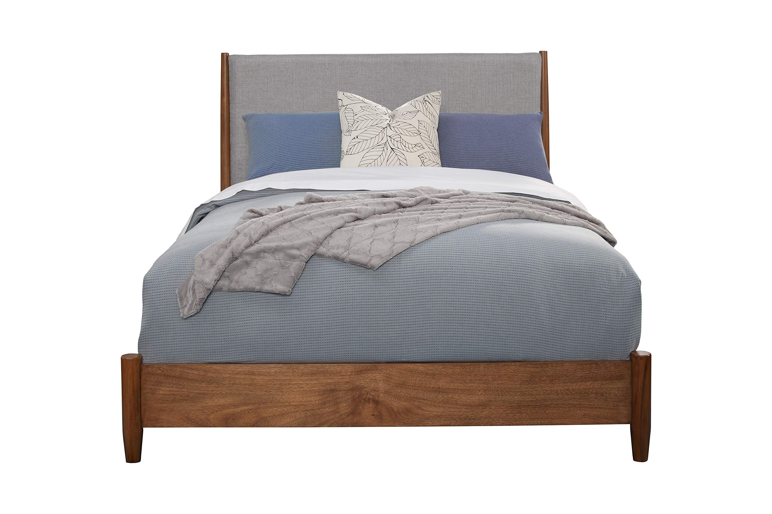 Alpine Flynn Platform Bed Frame - California King Size - Modern Grey Wooden Bed Base - Perfect for Master Bedrooms & Guest Rooms