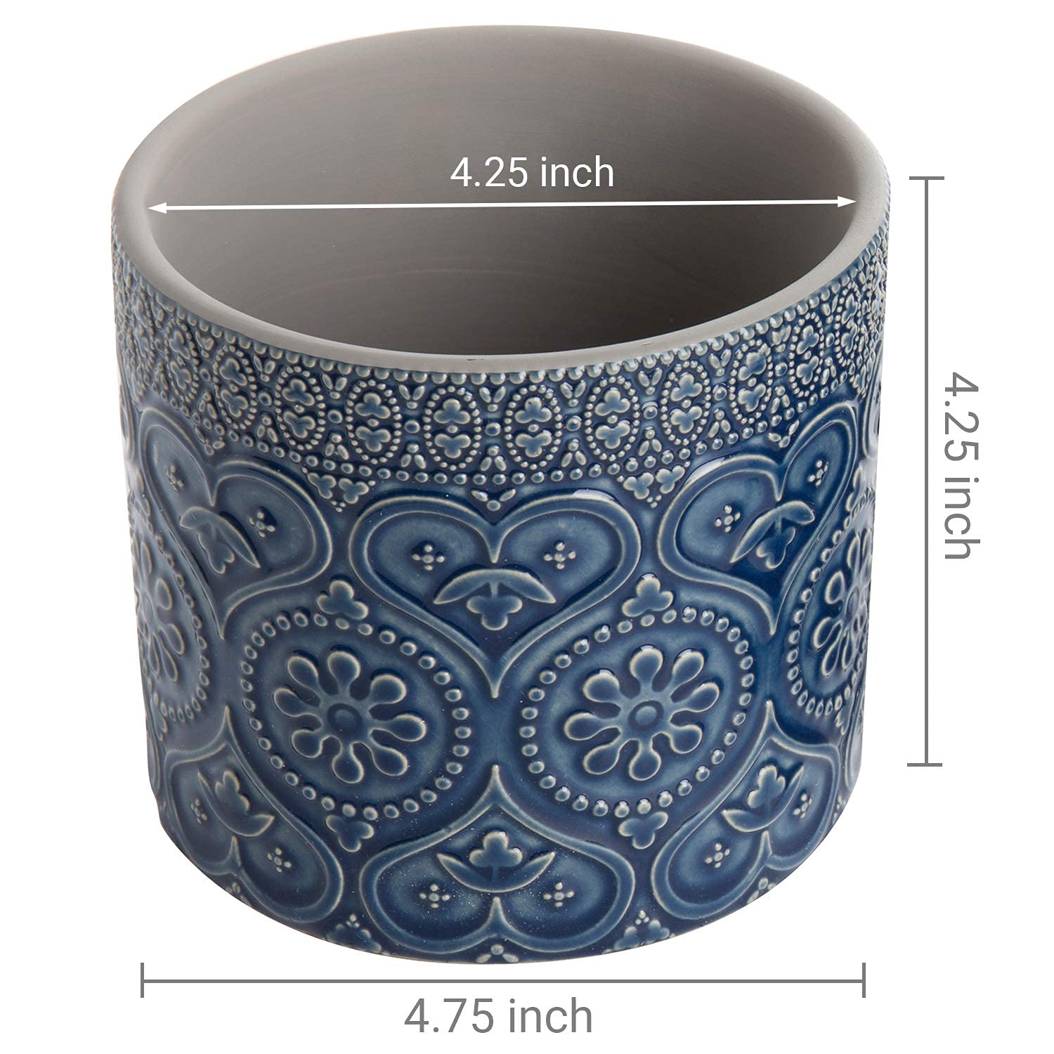 Set of 3 Artificial Plants with Clear Glass Pots & 2 Cobalt Blue Ceramic Succulent Planters - Faux Tabletop Greenery for Home Office Decor, Wedding Centerpieces, and Shelf Displays