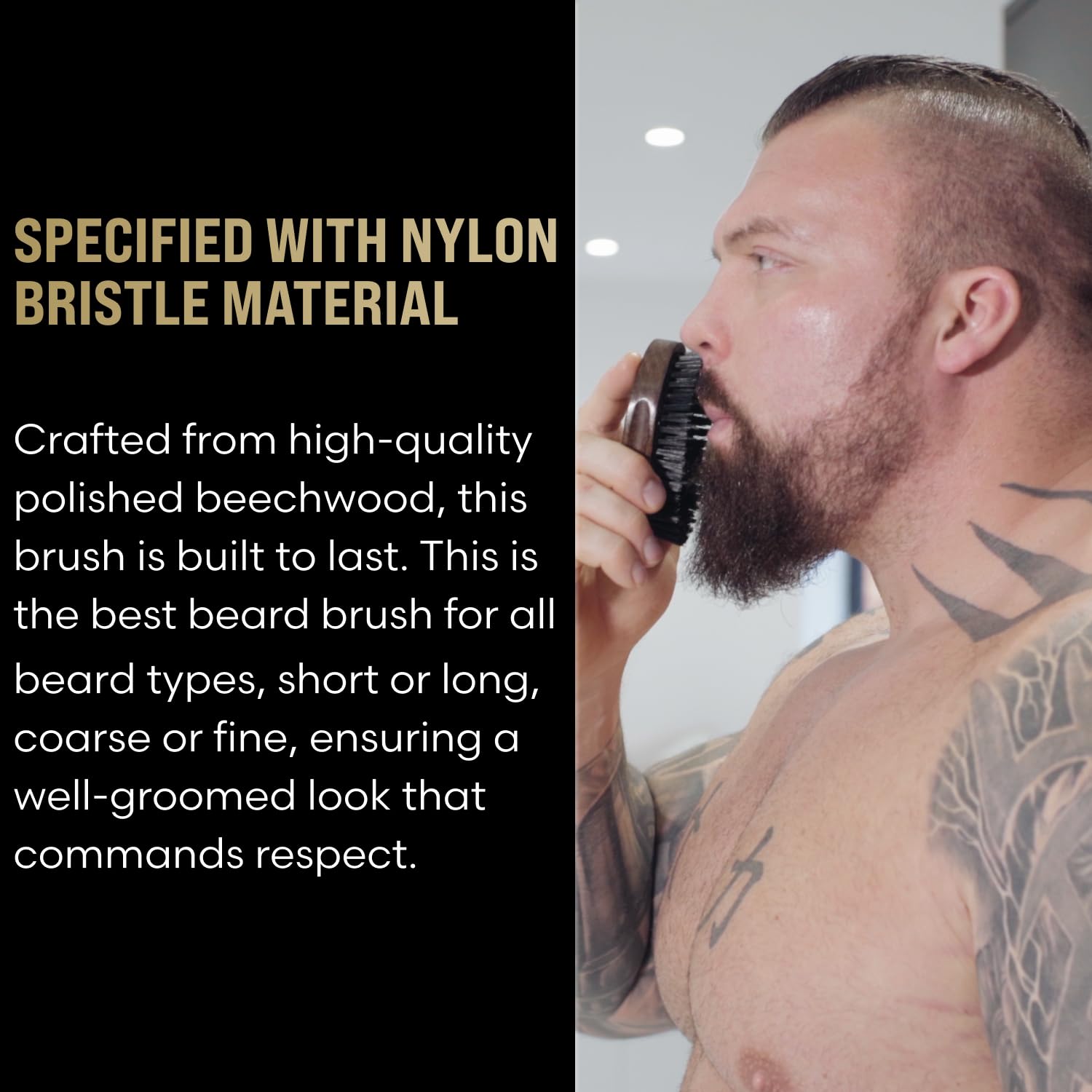 Beard Brush for Men - Durable Nylon Bristles & Polished Beechwood Handle - Viking Beard Grooming Kit - Travel Size Beard Care - Perfect for Home, Office & Travel Grooming Essentials