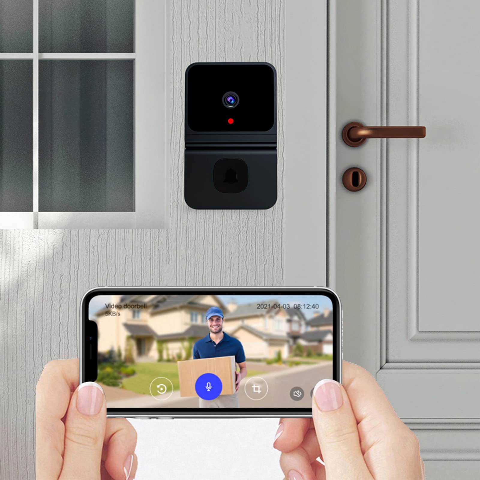 Kimanli Smart Wireless Video Doorbell with HD 1080P, Night Vision & 2-Way Audio - Rechargeable WiFi Security Camera for Home - Waterproof, 2.4GHz Connectivity - Perfect for Front Door Monitoring, Package Delivery Alerts & Visitor Communication