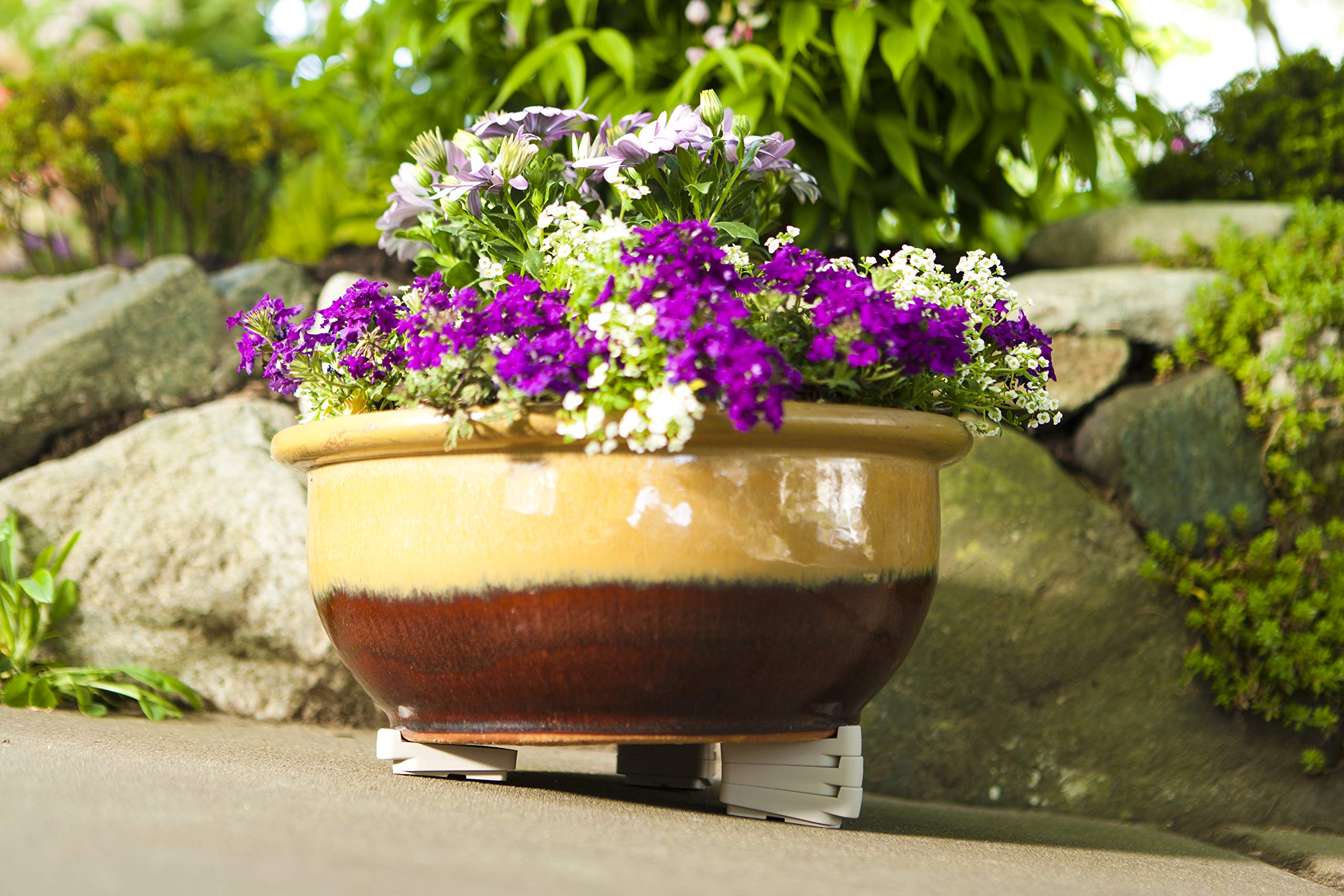 Bosmere Pot Toes - 12 Pack Dark Gray Plant Pot Risers for Indoor & Outdoor Use - Prevent Stains & Rot on Wood, Cement, Tile Floors - Perfect for Patio, Deck, Garden & Home Decor