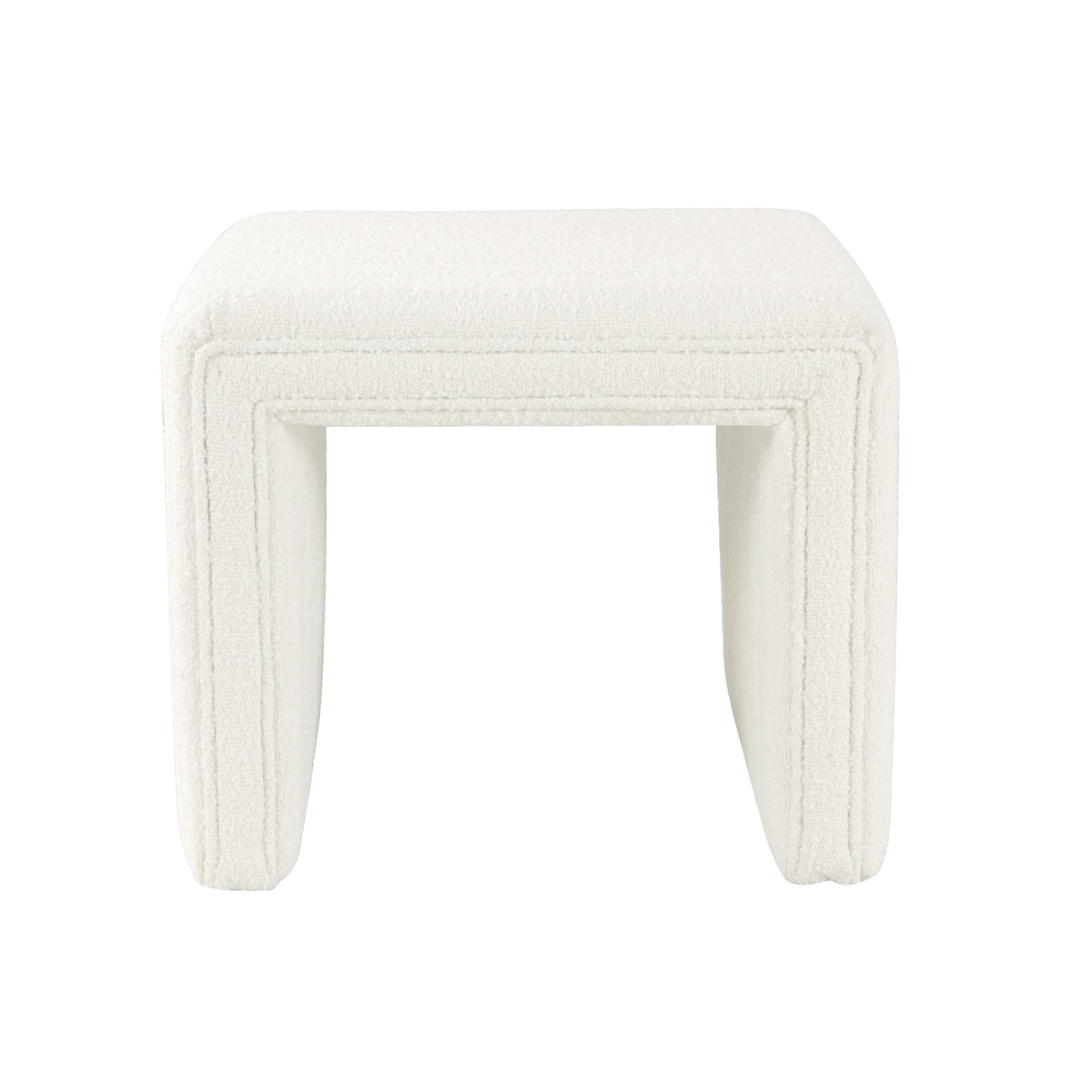 HomePop Modern Channel Tufted Ottoman - Cream Boucle Upholstered Storage Footstool | Living Room, Bedroom & Nursery Decor | Perfect for Extra Seating, Footrest or Coffee Table Use