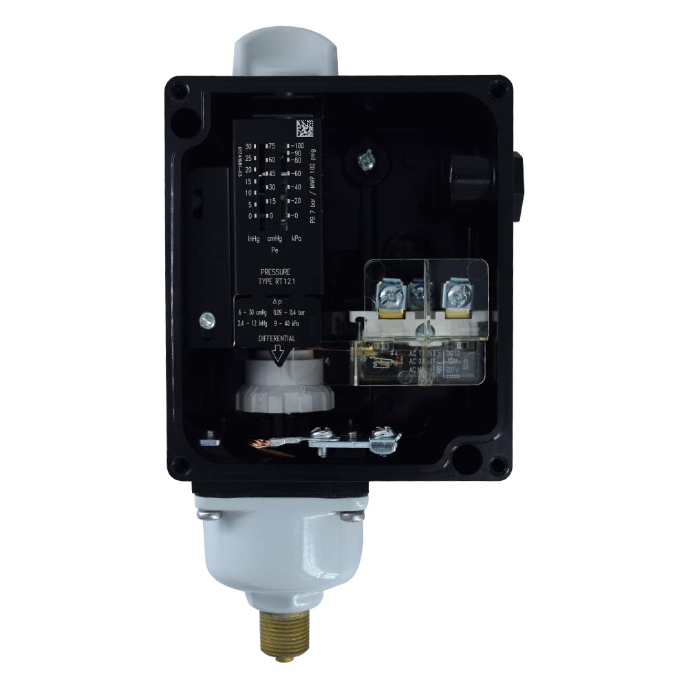 Danfoss RT 121 Low Air Pressure Switch (0.09-0.4 bar) for Refrigeration Compressors, HVAC Systems & Steel Plants - Reliable Protection for Industrial Equipment (Pack of 1)