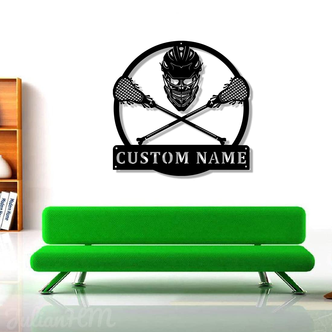 Custom Lacrosse LED Metal Wall Art - Personalized Monogram Lighted Wall Decor for Sports Fans - 18x18 Inch Lacrosse Picture with Lights - Perfect for Bedroom, Game Room & Sports Themed Home Decor
