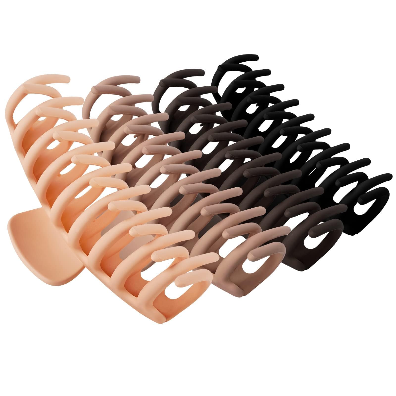 Large Hair Claw Clips for Women - 4.33 Inch Strong Hold Non-Slip Matte Hair Clips for Thin, Thick & Curly Hair (Pack of 4) - Perfect for Updos, Ponytails & Everyday Styling