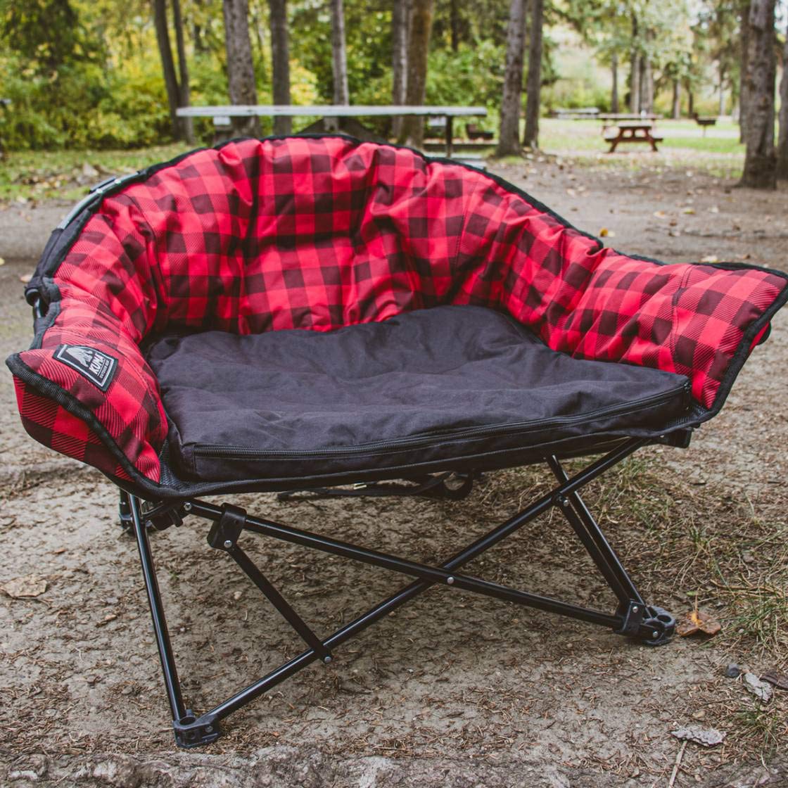 **Kuma Lazy Dog Bed - Soft & Comfortable Red Plaid Pet Bed for Small & Medium Dogs - Perfect for Living Room, Bedroom, or Crate**