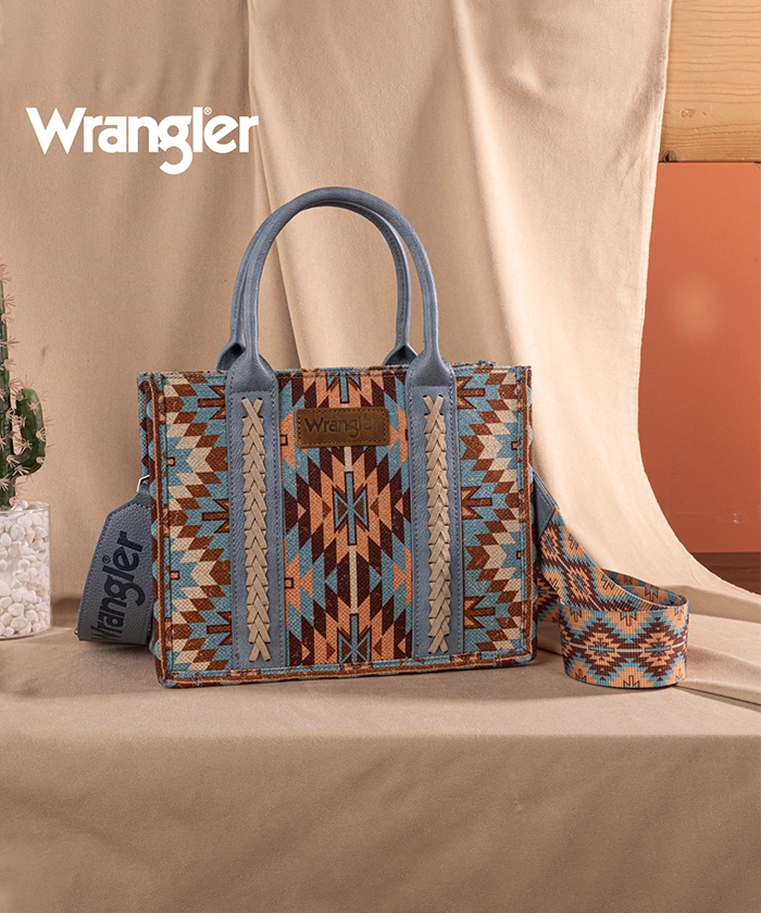 Wrangler Aztec Print Canvas Tote Bag for Women - Stylish & Durable Handbag for Shopping, Beach, Work & Travel Accessories