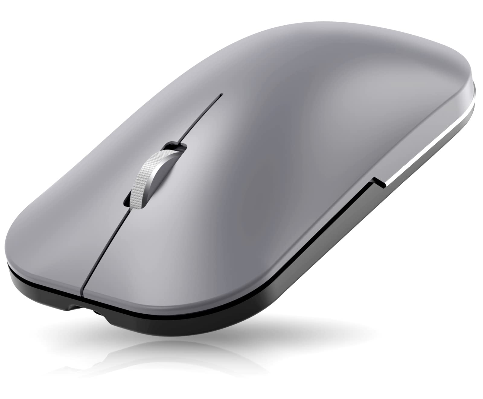 Rechargeable Wireless Bluetooth Mouse for Laptop, iPad, MacBook, Chromebook - Slim Silent Ergonomic Mouse for Left & Right Hand (Grey) - Perfect for Office, Home, Travel & Gaming Use