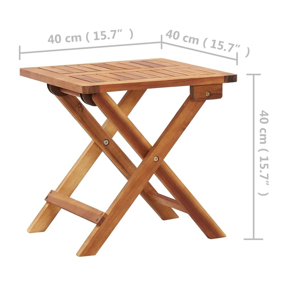 Foldable Patio Coffee Table 15.7x15.7x15.7 Inch - Solid Acacia Wood Outdoor Furniture with Weather-Resistant Natural Oil Finish - Easy Assembly for Garden, Balcony, and Backyard Relaxation