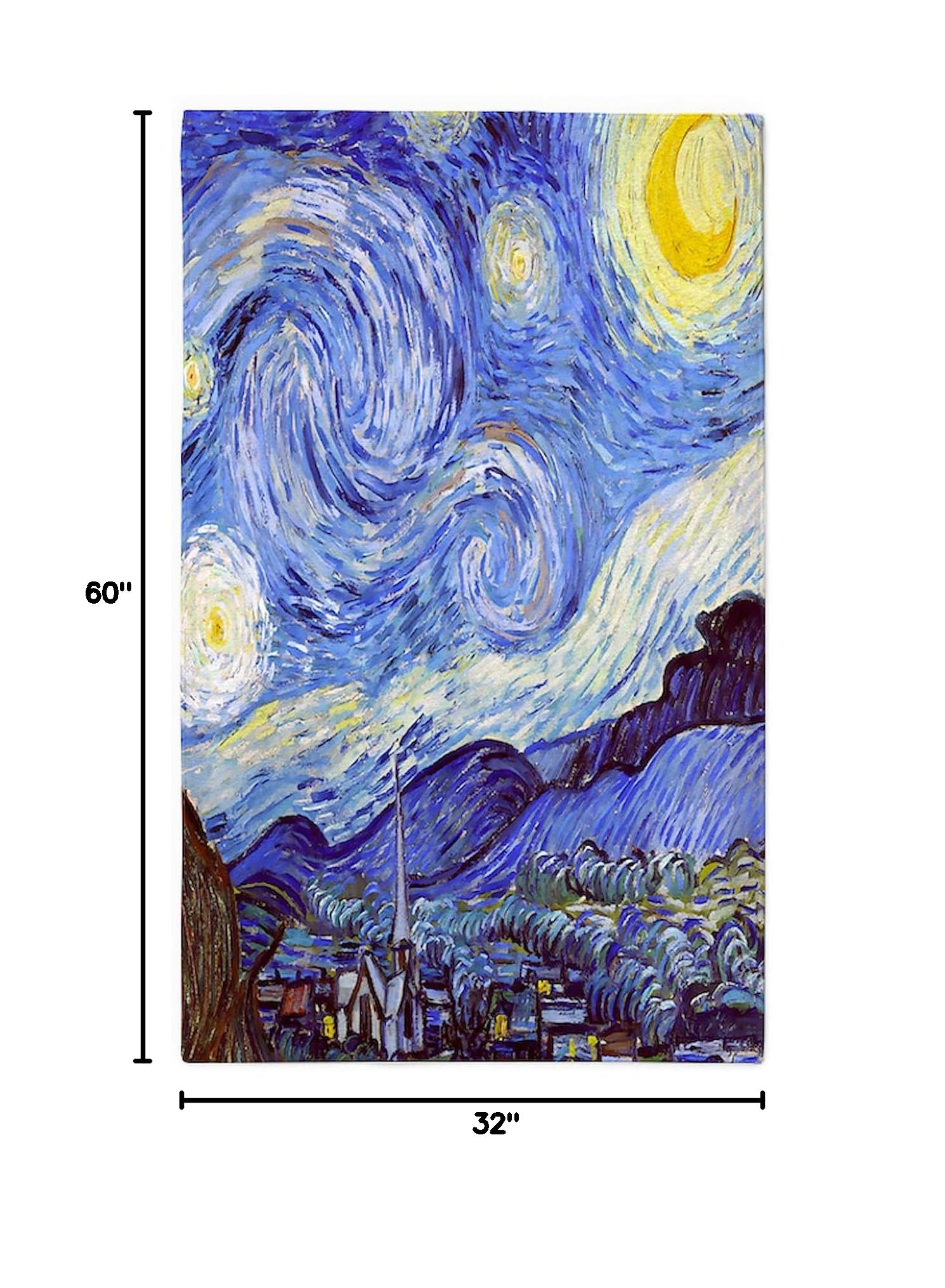 Starry Night Van Gogh Area Rug - Non-Slip Decorative Throw Rug for Living Room, Bedroom, Office - Inspired by Van Gogh's Famous Painting - Perfect for Home Decor and Gifts