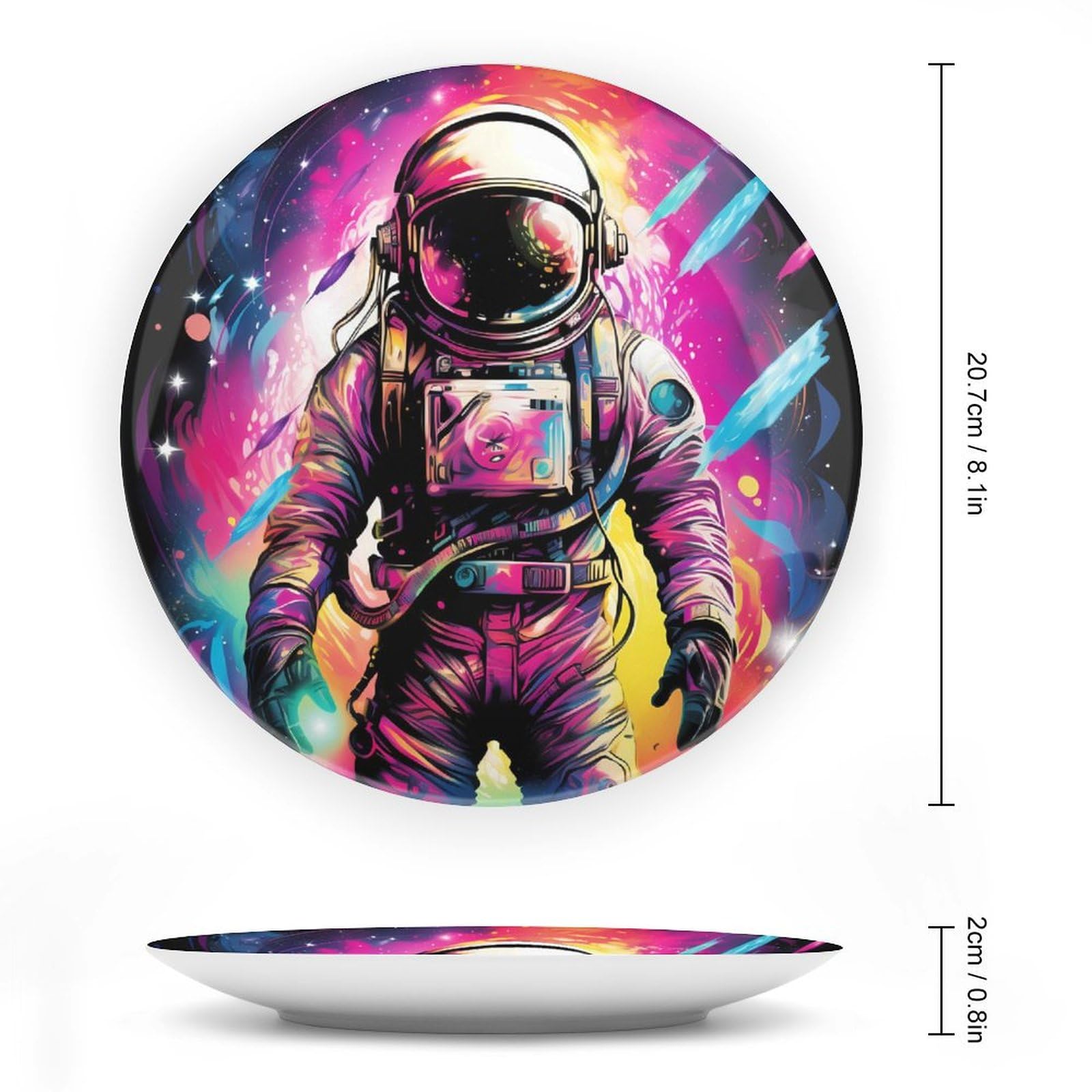 Astronaut Universe Fantasy Galaxy Ceramic Decorative Plates - Display Ornaments & Dinner Plates with Stand for Kitchen & Home Decor - Perfect for Space-Themed Parties, Sci-Fi Room Decor & Unique Gift Ideas