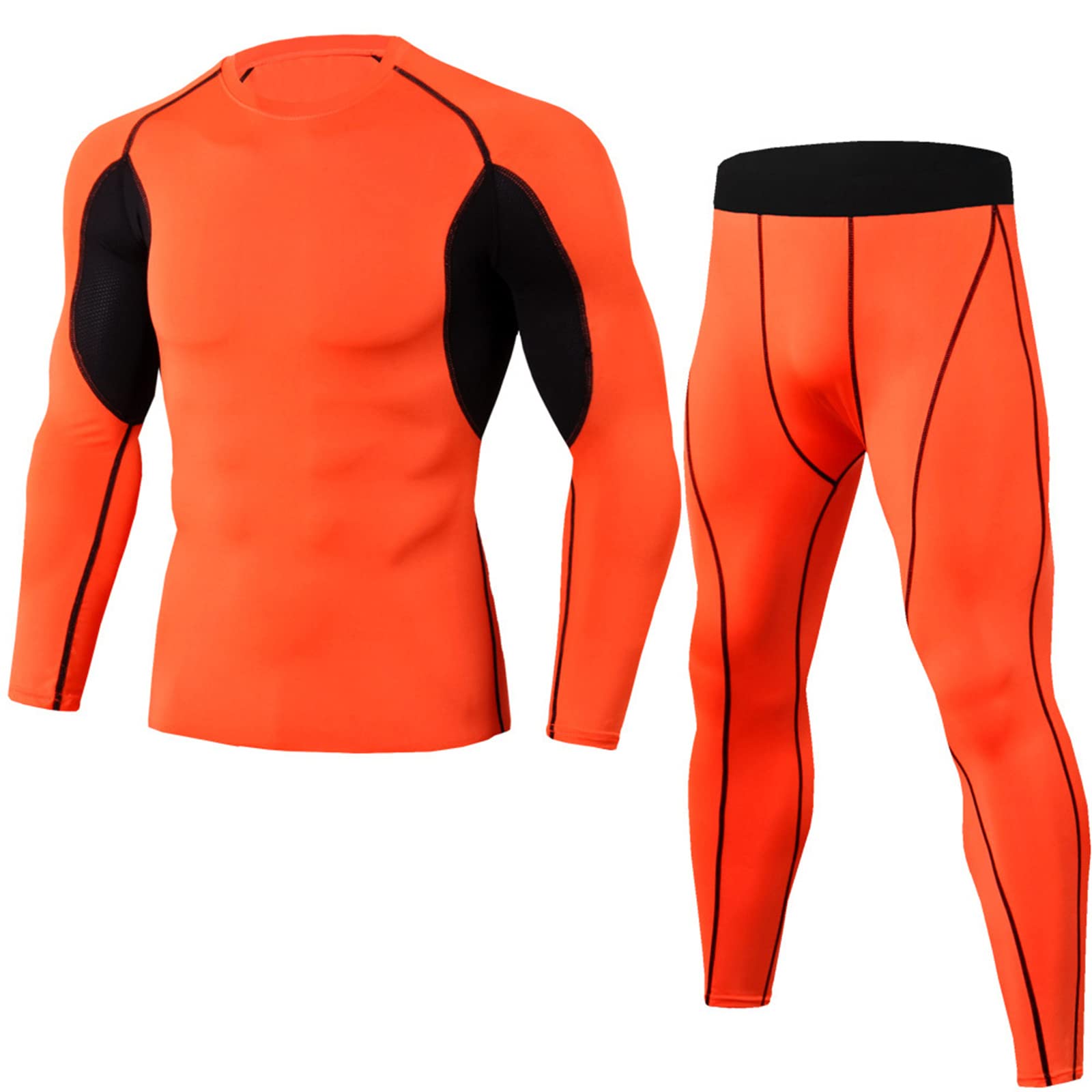 Men's Compression Workout Set - Gym Tights & Training Top - Moisture Wicking Sports Outfit for Running, Jogging & Fitness - Perfect for Gym Sessions, Outdoor Training & Athletic Performance
