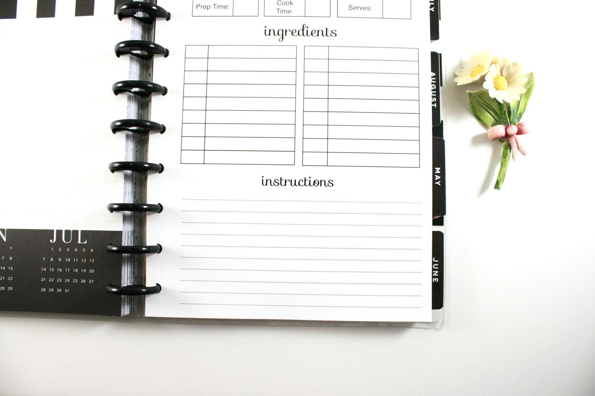 9-Disc Classic Happy Planner Recipe Inserts | Meal Planning Pages for Happy Planner Classic (Planner Sold Separately) | Perfect for Organizing Weekly Meals, Grocery Lists & Cooking Inspiration