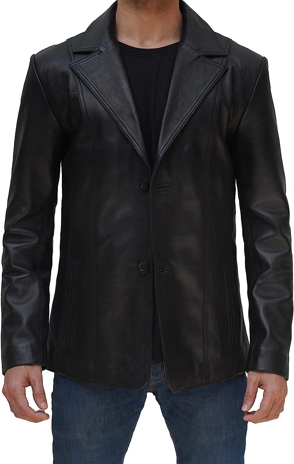 Premium Men's Real Lambskin Leather Blazer Jacket - Lightweight Stylish Business Casual Formal Coat for Office, Dating & Special Occasions