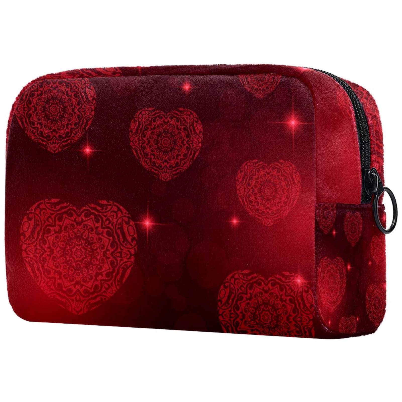 Portable Makeup Bag with Brush Holder - Travel Cosmetic Organizer for Valentine's Day Gifts