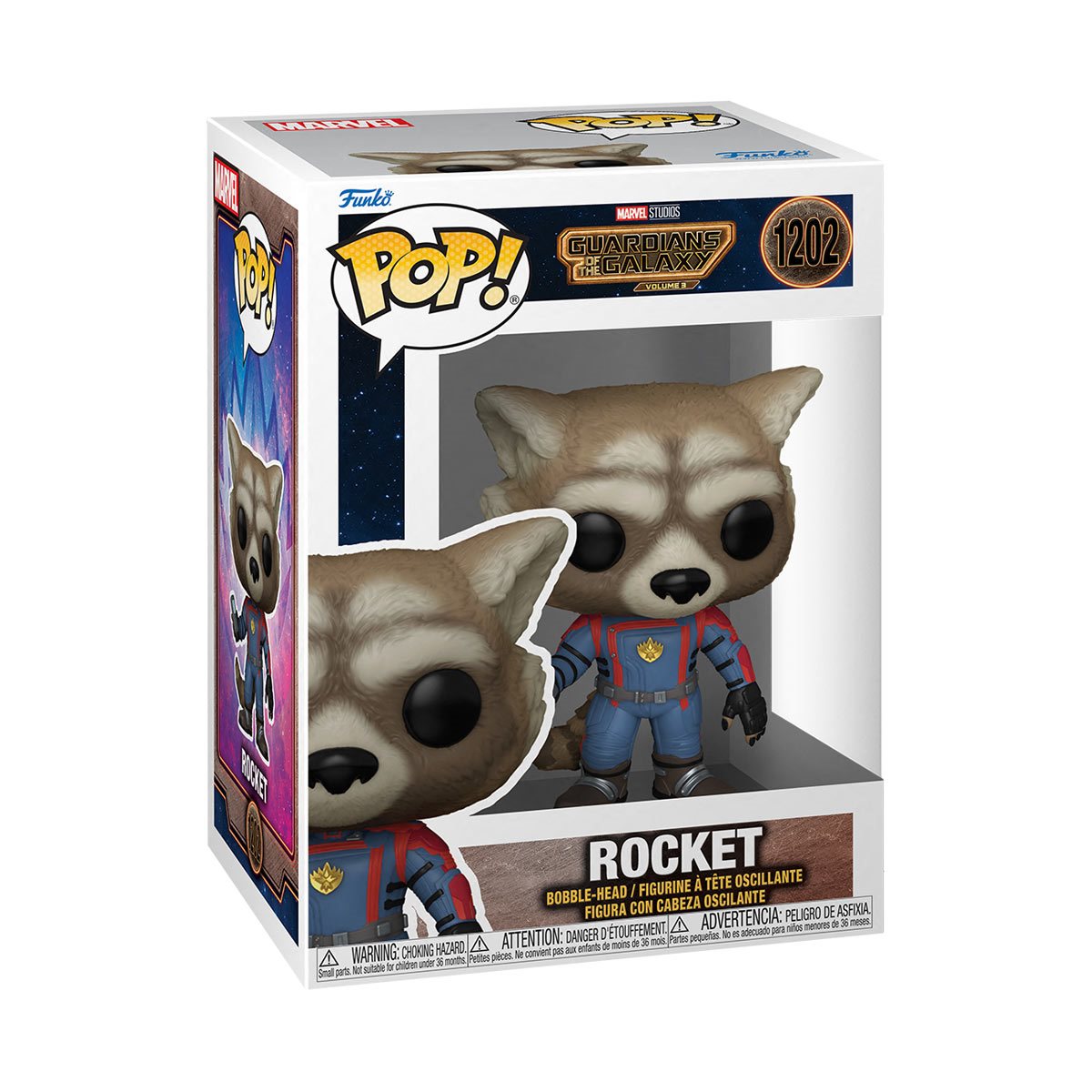 Guardians of the Galaxy Vol. 3 Rocket Raccoon Funko Pop! Vinyl Figure #1202 - Collectible Marvel Movie Merchandise for Fans & Display