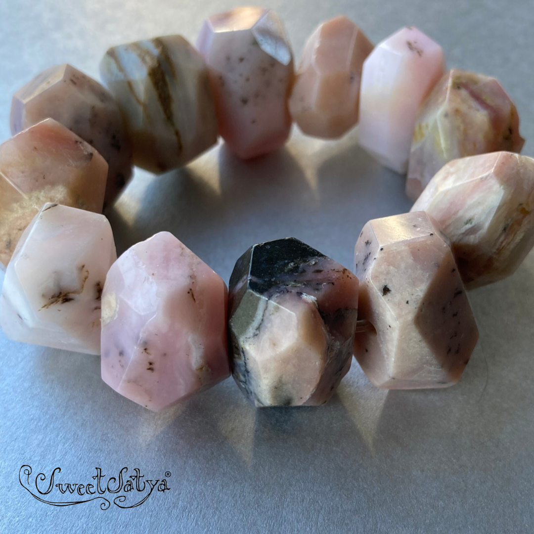 Peruvian Opal Stretch Bracelet - Handmade Gemstone Beaded Elastic Bracelet for Women | Healing Crystal Jewelry for Meditation, Yoga & Spiritual Wellness