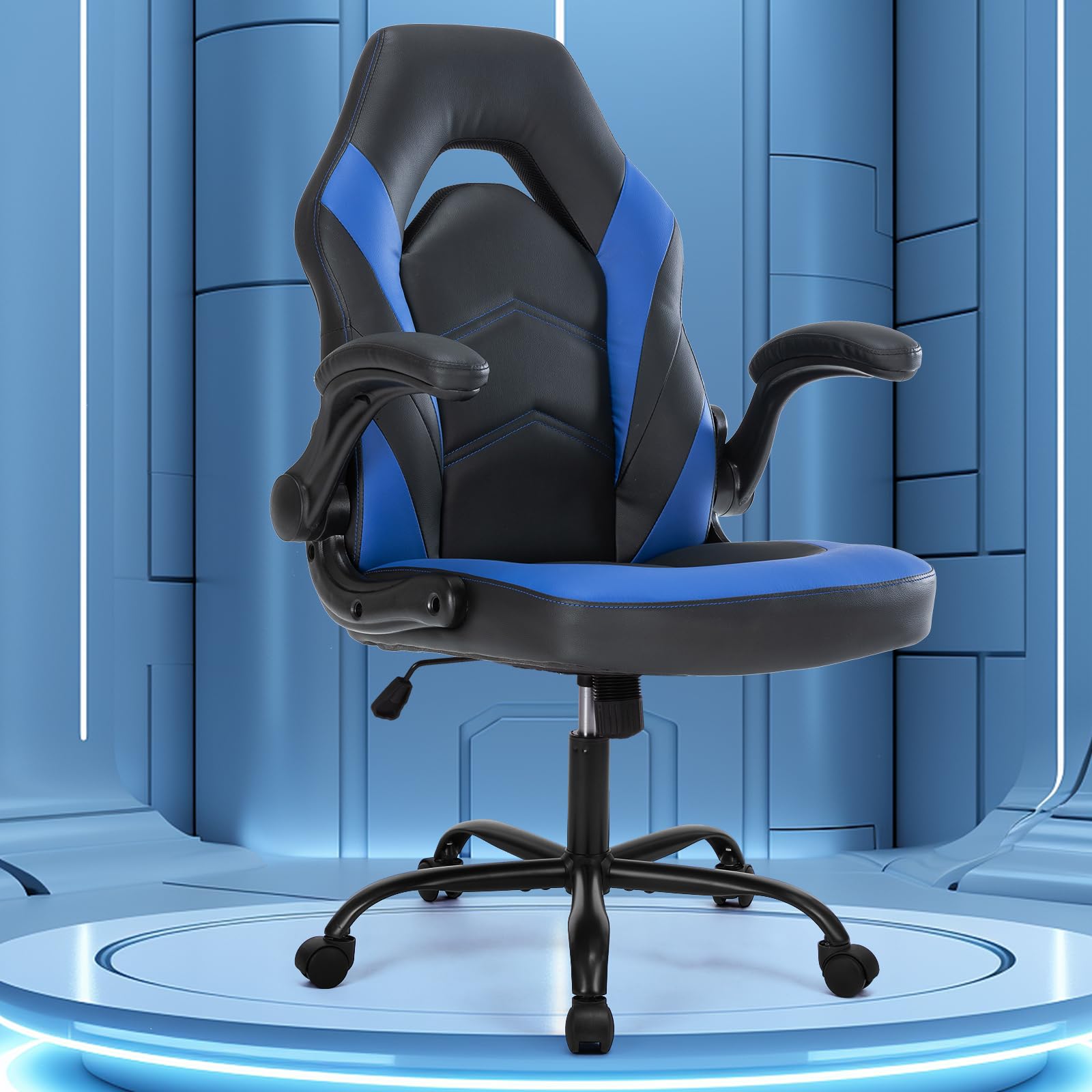 Ergonomic Gaming Chair with Adjustable Height & Flip-Up Armrests - Comfortable Office Desk Chair for Adults - Perfect for Long Gaming Sessions, Work from Home & Computer Use