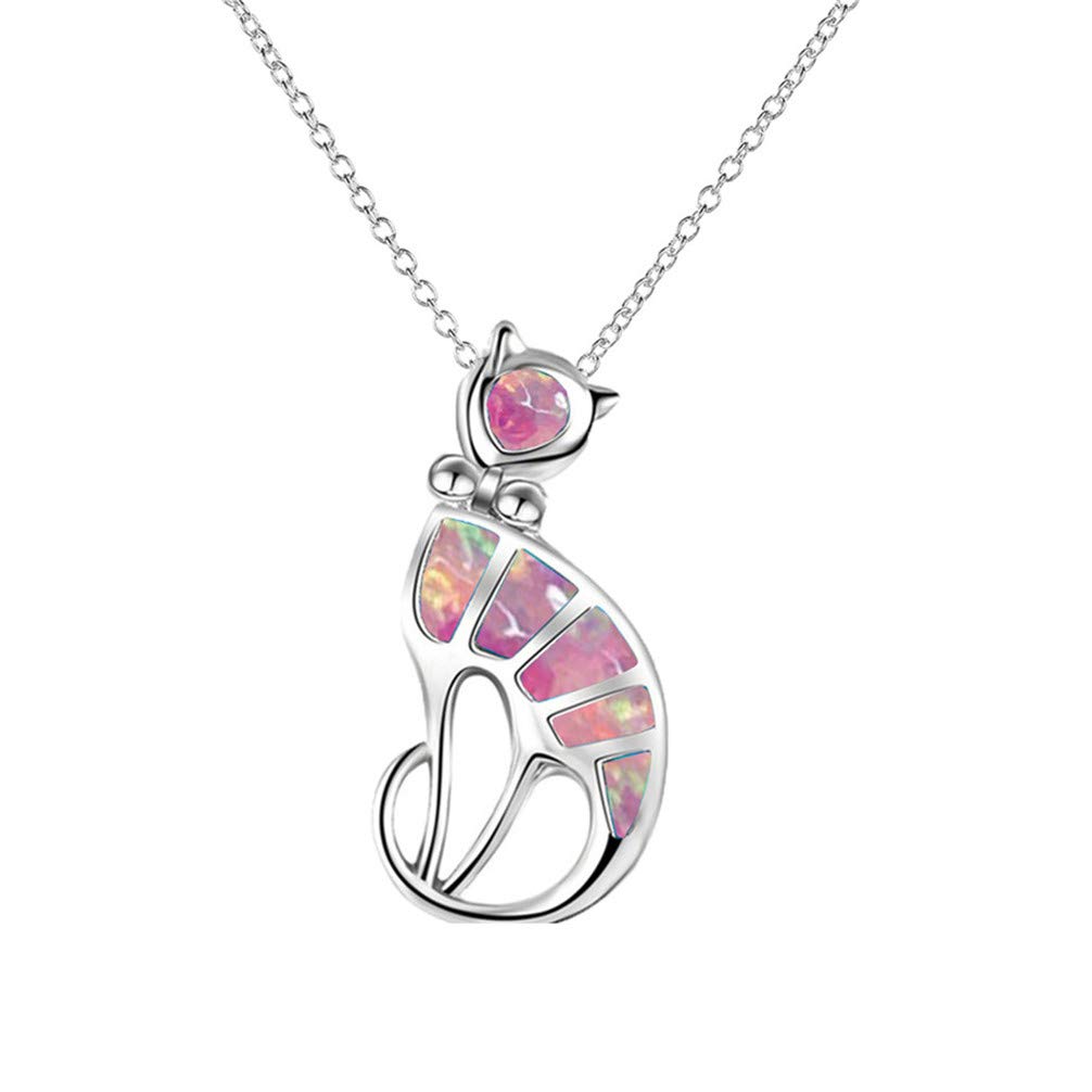 LoveAloe Lucky Cat Opal Keychain with Chain - Stylish Pink Amulet Animal Keyring for Women, Perfect for Bags, Purses, and Gift Giving