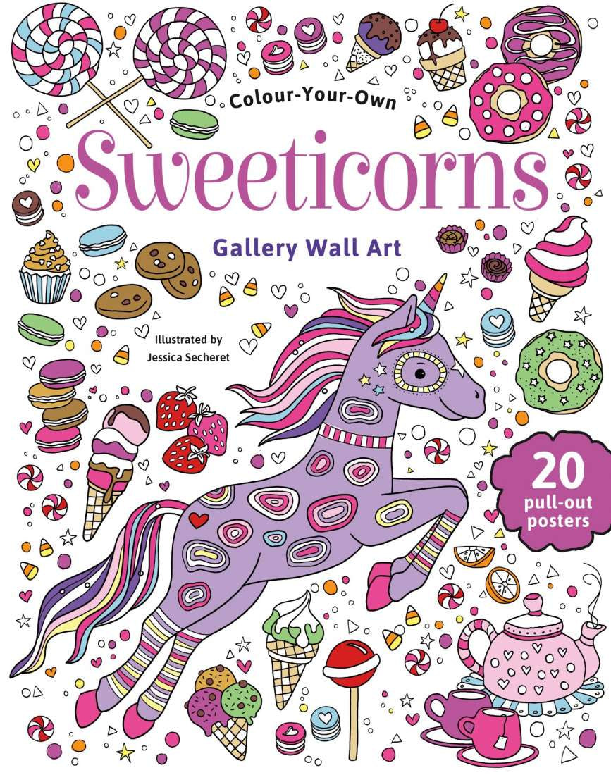 Color Your Own Sweeticorns Gallery Wall Art Kit - DIY Unicorn Coloring Posters for Kids Room Decor & Birthday Party Activities
