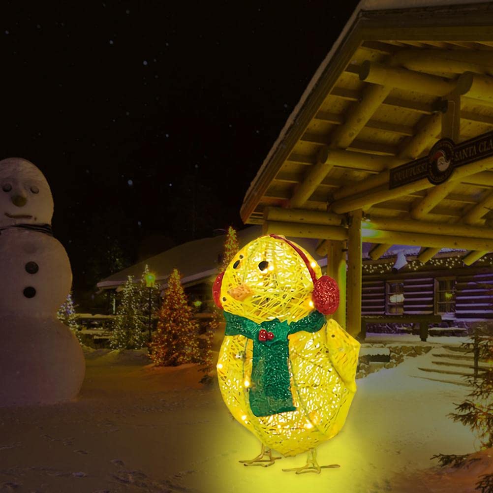 Chicken with Scarf LED Garden Statue - Outdoor Lawn Decor, Holiday Yard Ornaments for Christmas & Thanksgiving | Perfect for Patio, Porch, and Seasonal Festive Displays