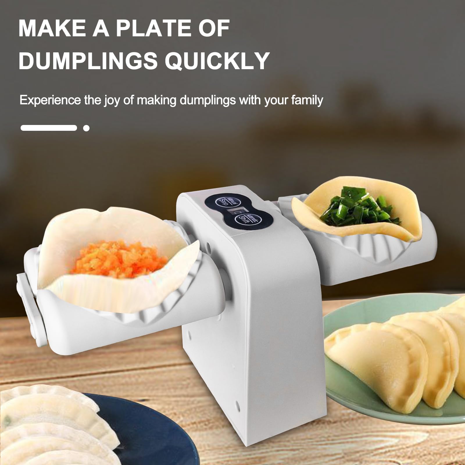 Electric Dumpling Maker Machine - Automatic Double Head Dumpling Maker with 2 Modes, Fast Dumpling Forming Tool for Home Kitchen, Perfect for Making Dumplings, Wontons & Pastries (White) - Ideal for Family Cooking, Party Food Prep & Asian Cuisine Lovers