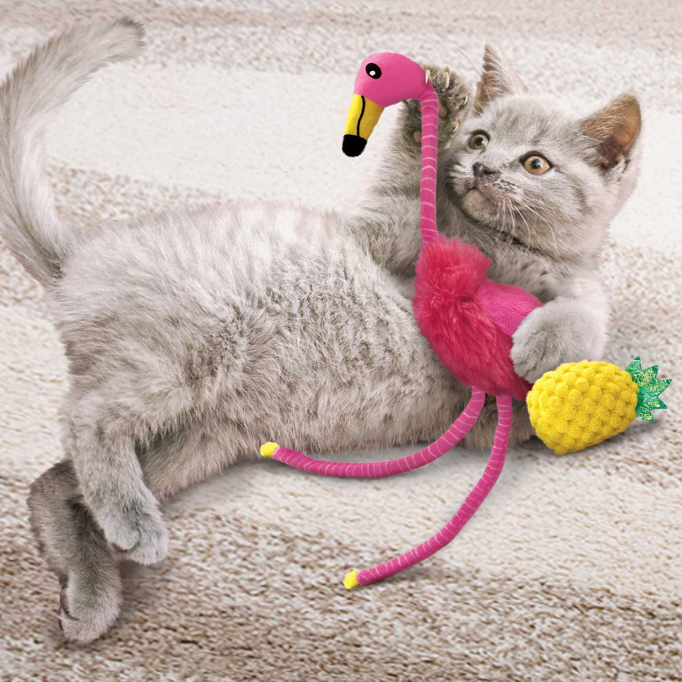 KONG Cat Tropics Flamingo Cat Toy - 2 Pack Durable Interactive Play for Indoor & Outdoor Fun - Perfect for Kittens and Adult Cats