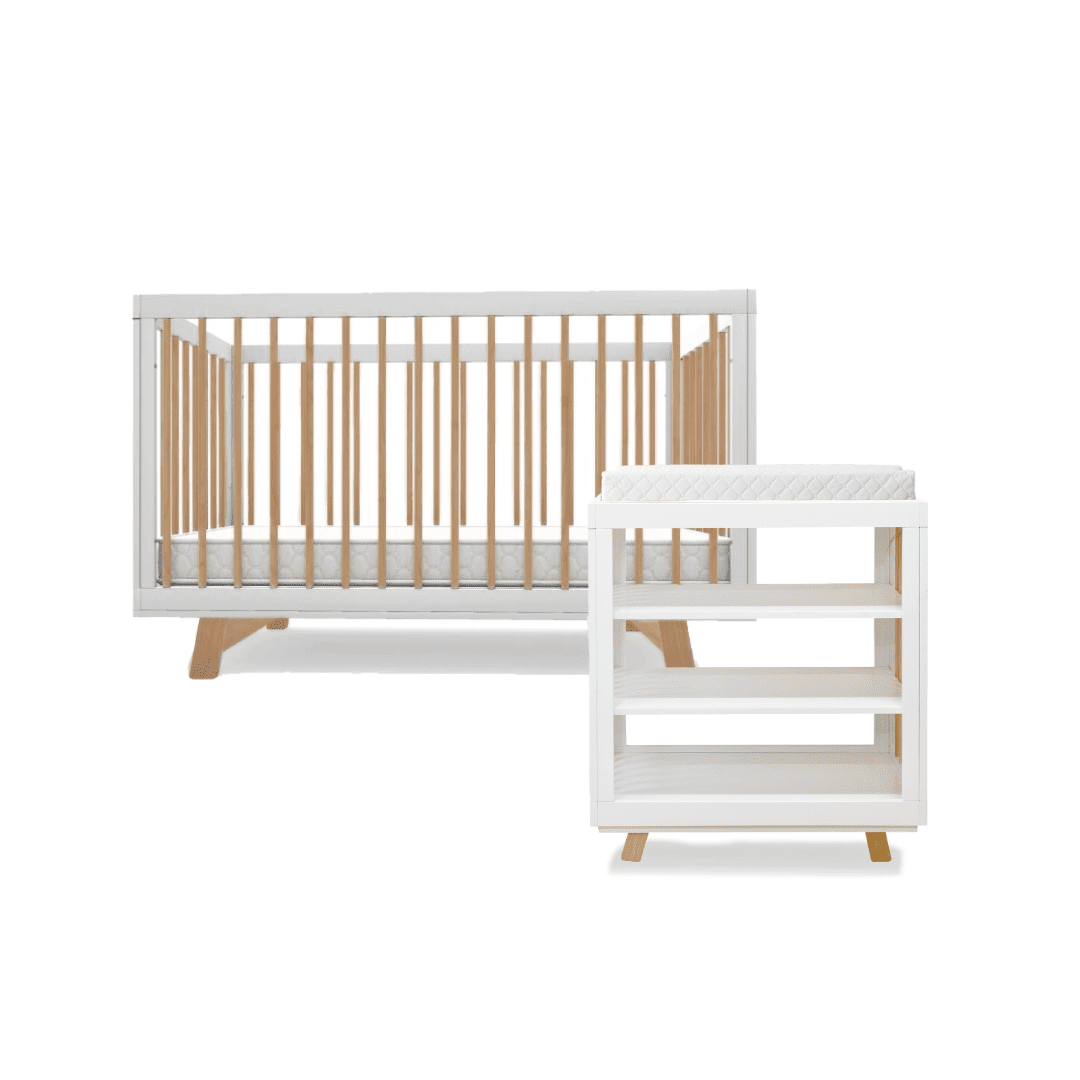 Aspen White Natural 4-Piece Nursery Set - Crib, Dresser, Changing Table & Glider for Baby's Bedroom Decor