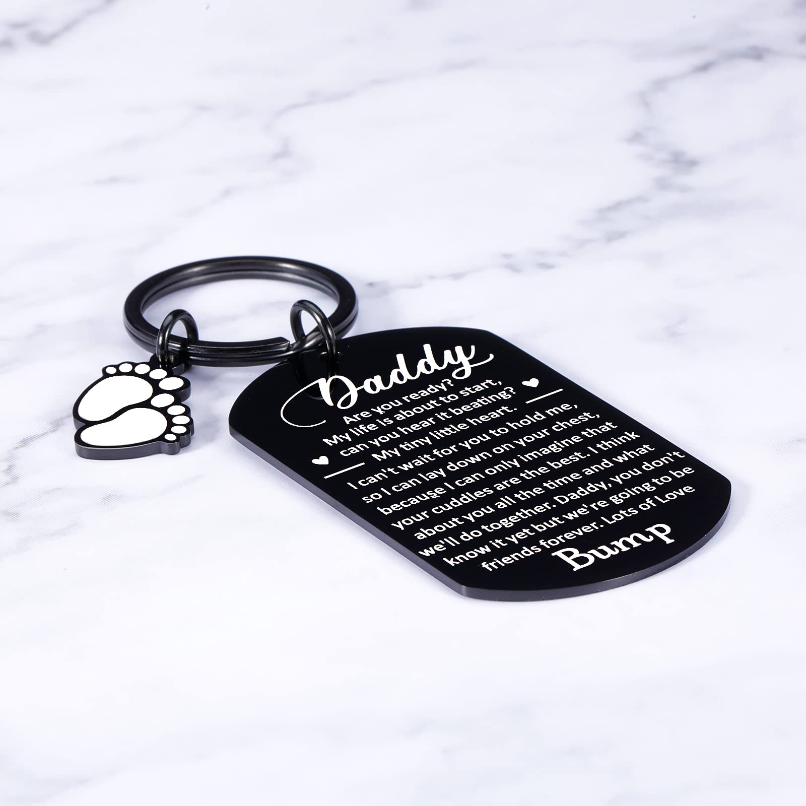 First Time Dad Gifts - Engraved Keychain for New Father, Pregnancy Announcement, Baby Shower, Father's Day, Christmas & Valentine's Day - Perfect Gift from Wife & Kids for Soon-to-Be Dads (Ideal for Baby Reveal & Special Occasions)