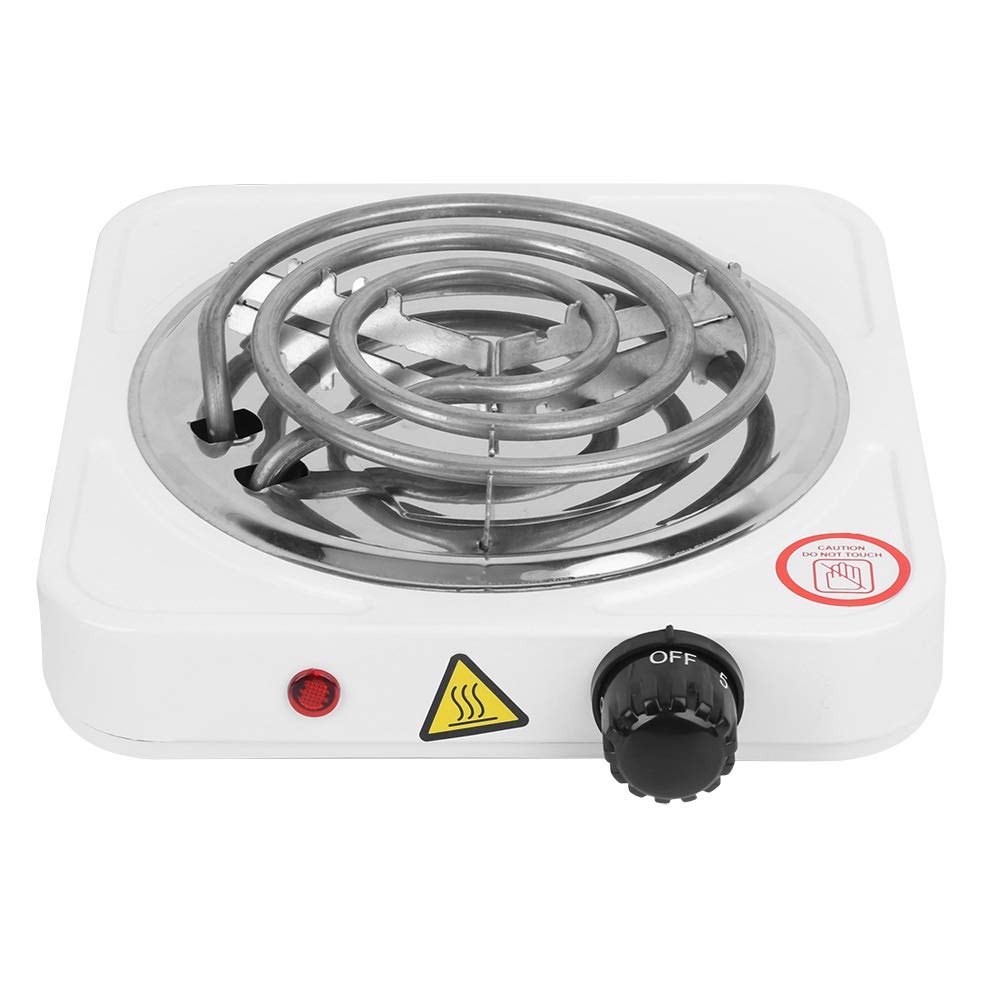 Portable Electric Stove 1000W with Stainless Steel Single Burner - Compact Kitchen Appliance for Small Spaces, Dorms & RVs - US Plug 110V - Perfect for Cooking, Boiling & Heating Meals at Home or Travel