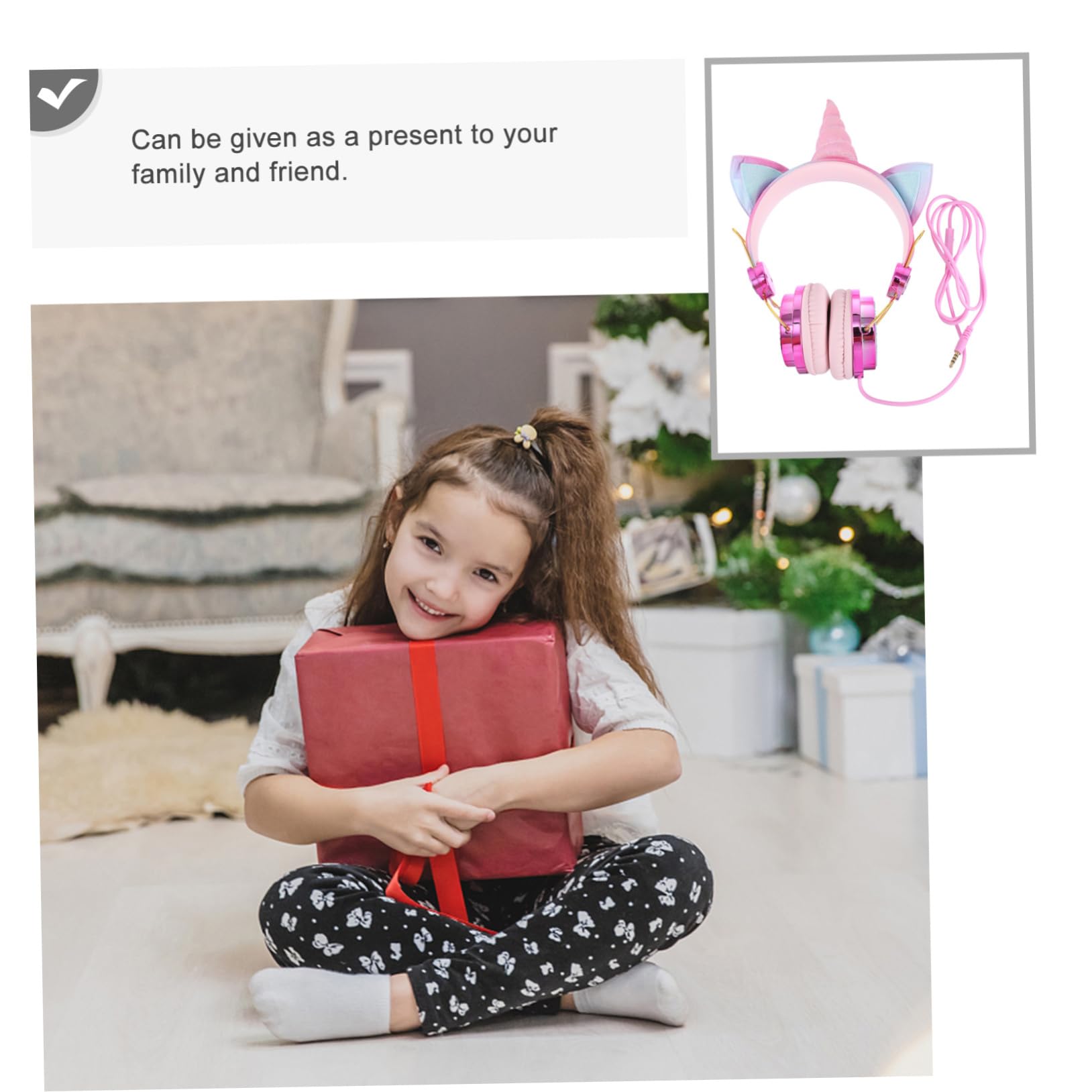 OSALADI Cartoon Cat Ear Headphones with Mic - 3.5mm Wired Gaming Headset with Volume Control, Unicorn Horn Design (108dB) for Kids, Teens & Adults - Perfect for Gaming, Office & Smartphone Use