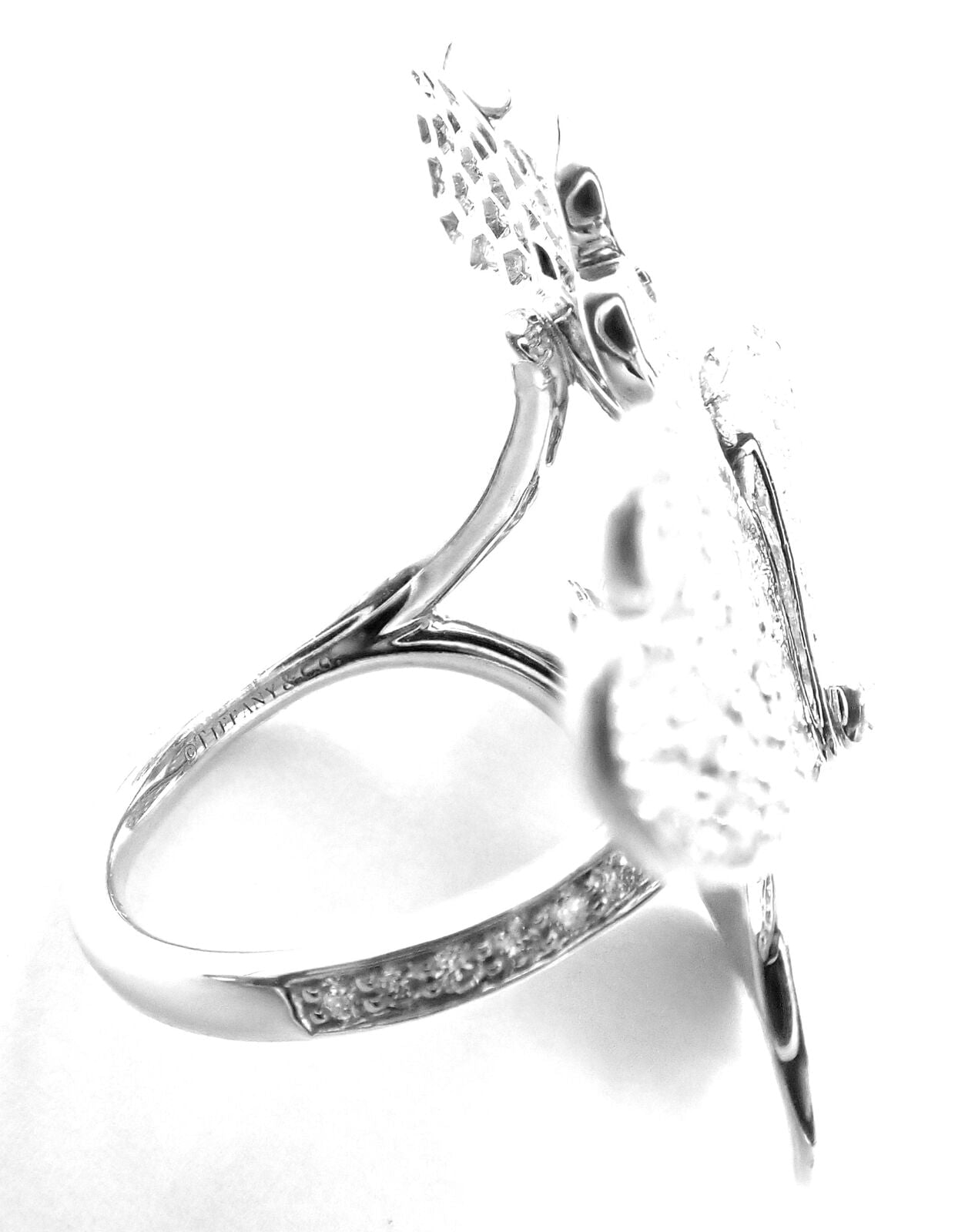 Authentic Tiffany & Co Platinum Diamond Paper Flowers Ring - Elegant Statement Jewelry for Weddings, Anniversaries & Special Occasions