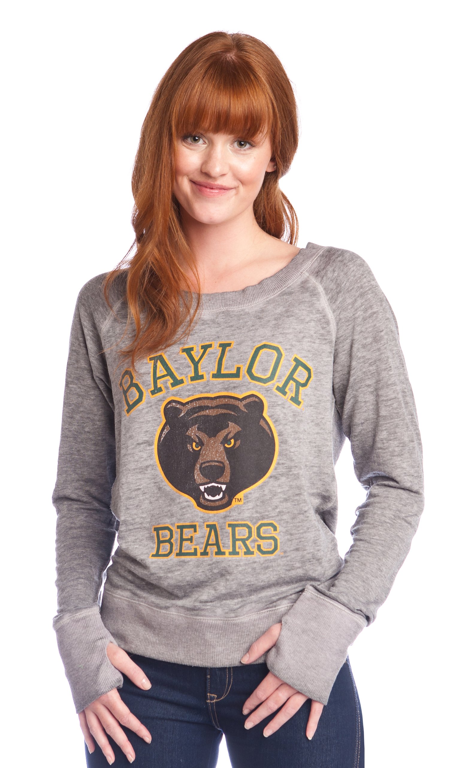 NCAA Baylor Bears Burnout Sweatshirt for Women - Comfortable Long Sleeve Pullover Hoodie for Game Day, College Spirit Wear & Casual Outfits