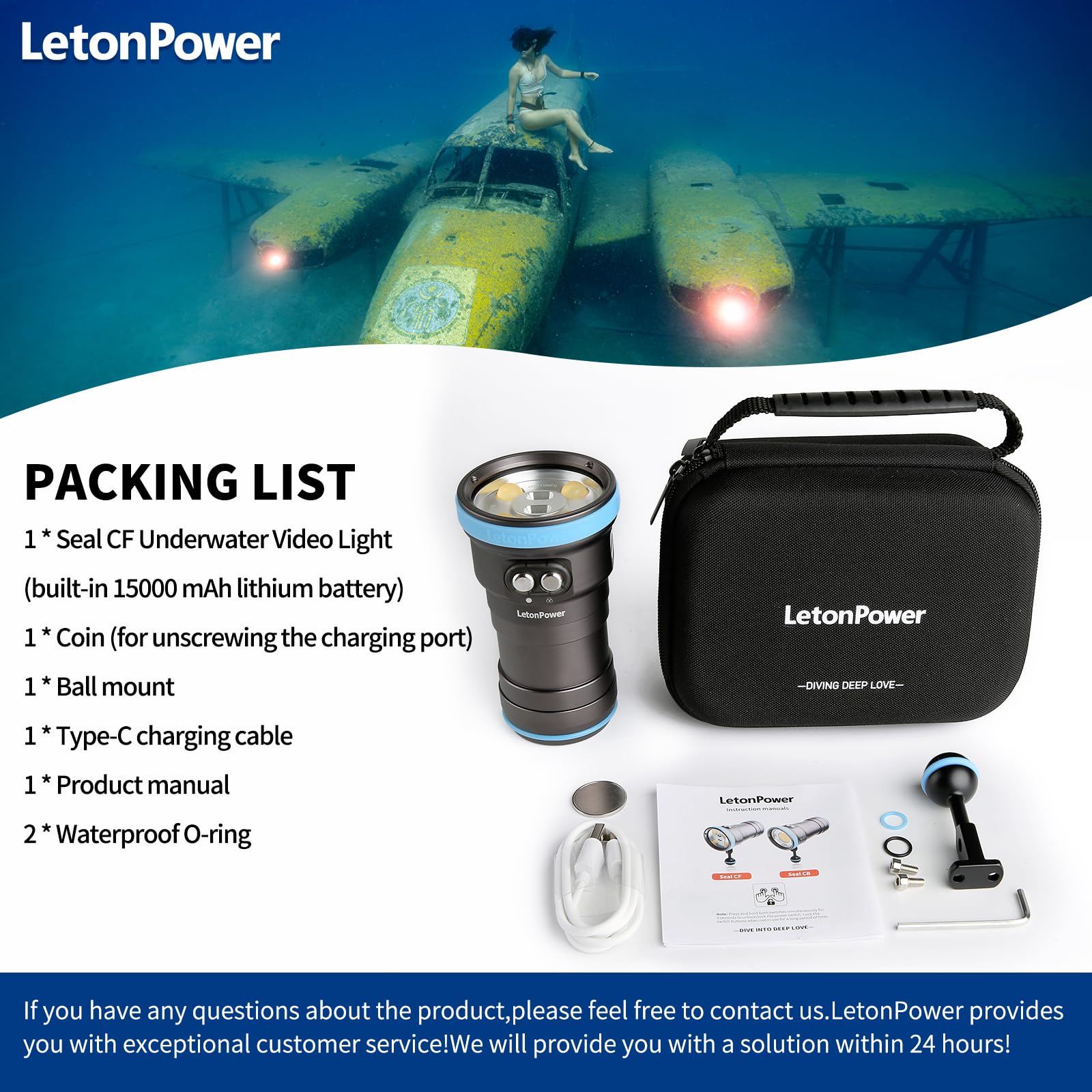 Professional 6000 Lumen Scuba Diving Light - 100m Waterproof Underwater Flashlight for Photography & Video, 96 CRI 120° Wide Beam - Perfect for Night Diving, Cave Exploration & Marine Life Observation