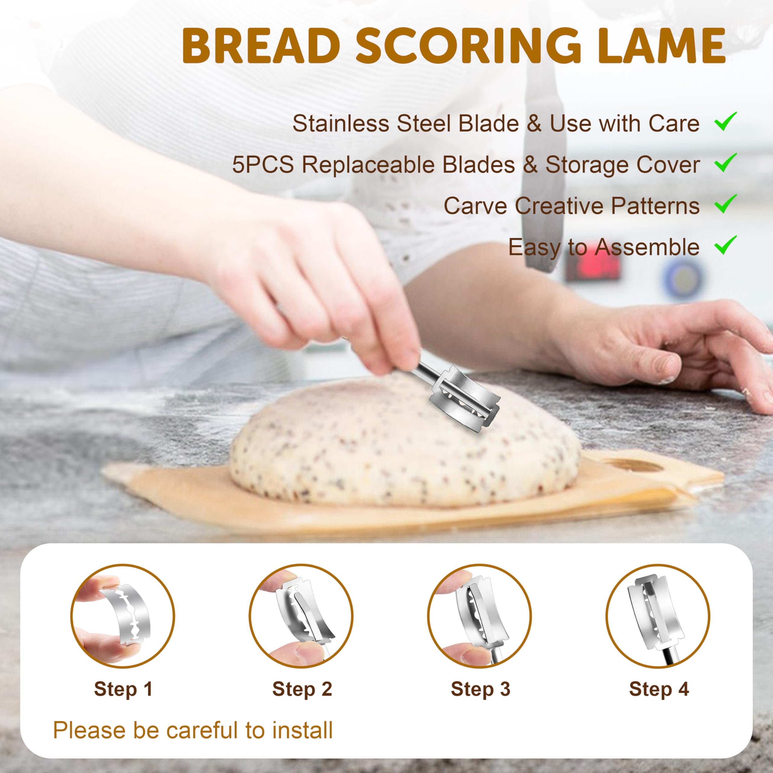 TeamFar 9” Round & 10” Oval Bread Proofing Basket Set with Liner - Sourdough Starter Kit for Artisan Bread Making (Includes Bread Lame, Whisk, Dough Scraper & Basting Brush) - Perfect for Home Bakers & Professional Bakeries