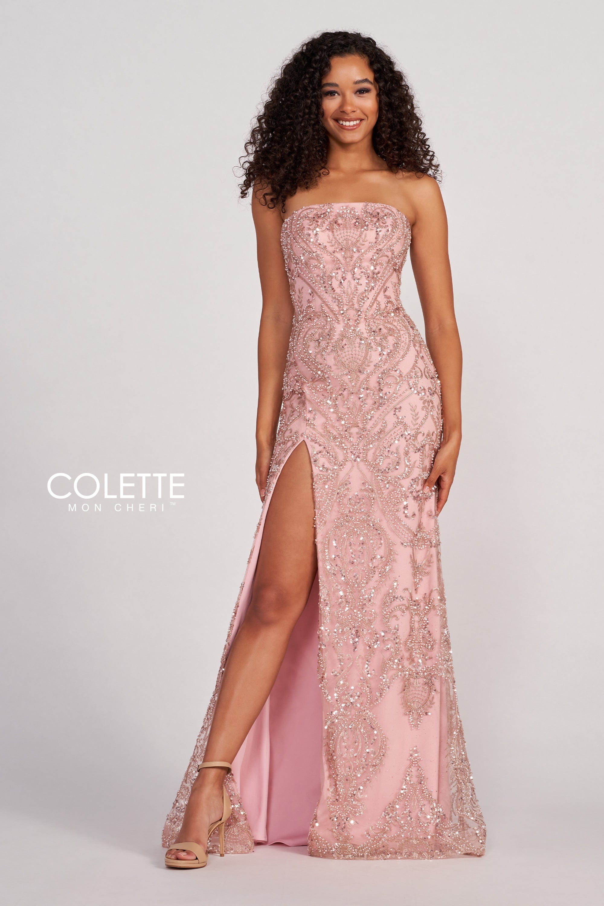 Colette For Mon Cheri Prom Dresses - Elegant Column Tulle Strapless Gown Cl2046 | Perfect for Homecoming, Formal Dances & Special Occasions