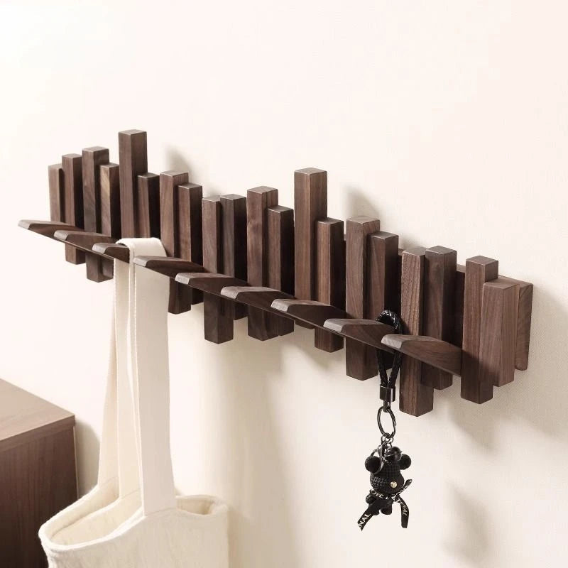 Solid Wood Wall Mounted Clothes Hanger Rack - Space Saving Storage for Bedroom, Closet & Laundry Room Organization