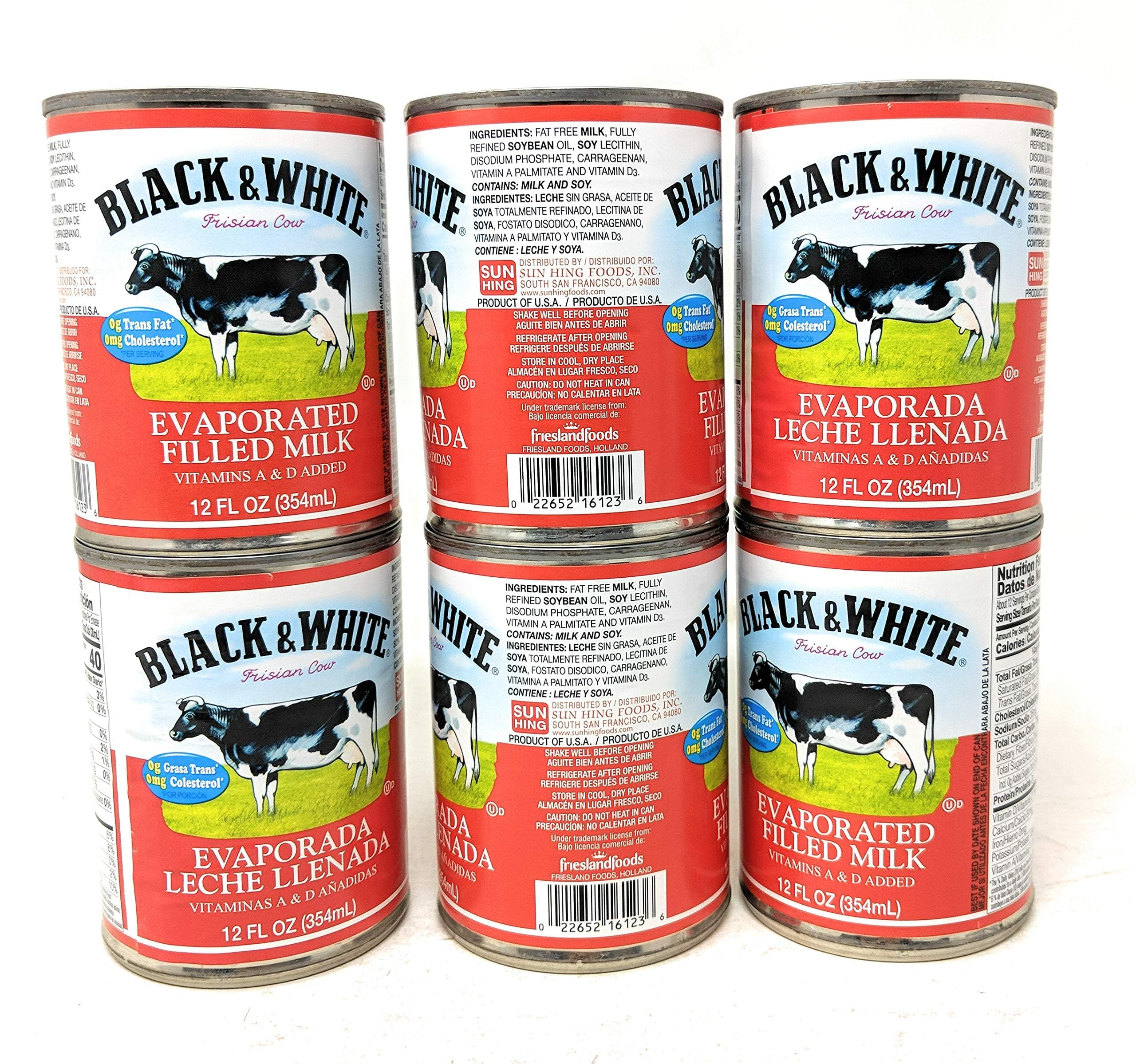 Black & White Evaporated Milk 12oz (6-Pack) - Perfect for Baking & Coffee